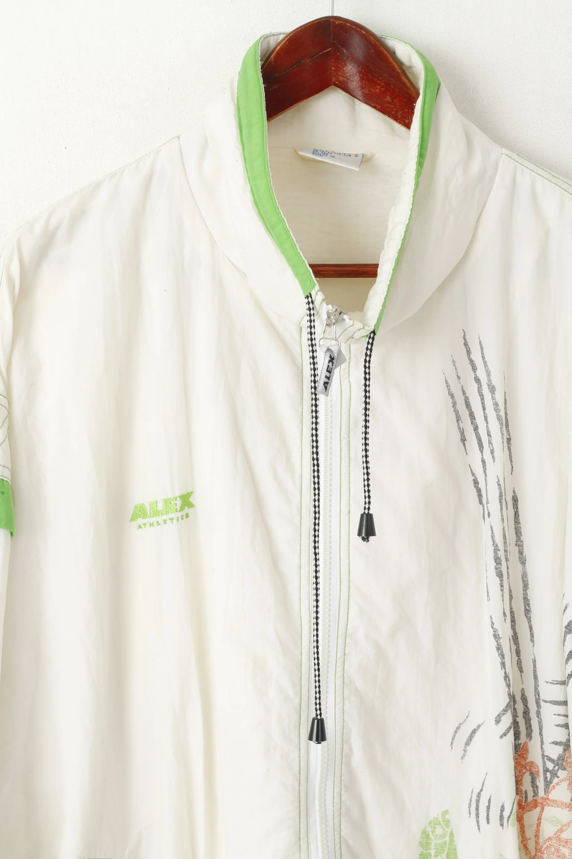 Alex Athletics Men 52 L Jacket Cream Vintage Bomber Nylon Waterproof Sportswear Top - Image 2