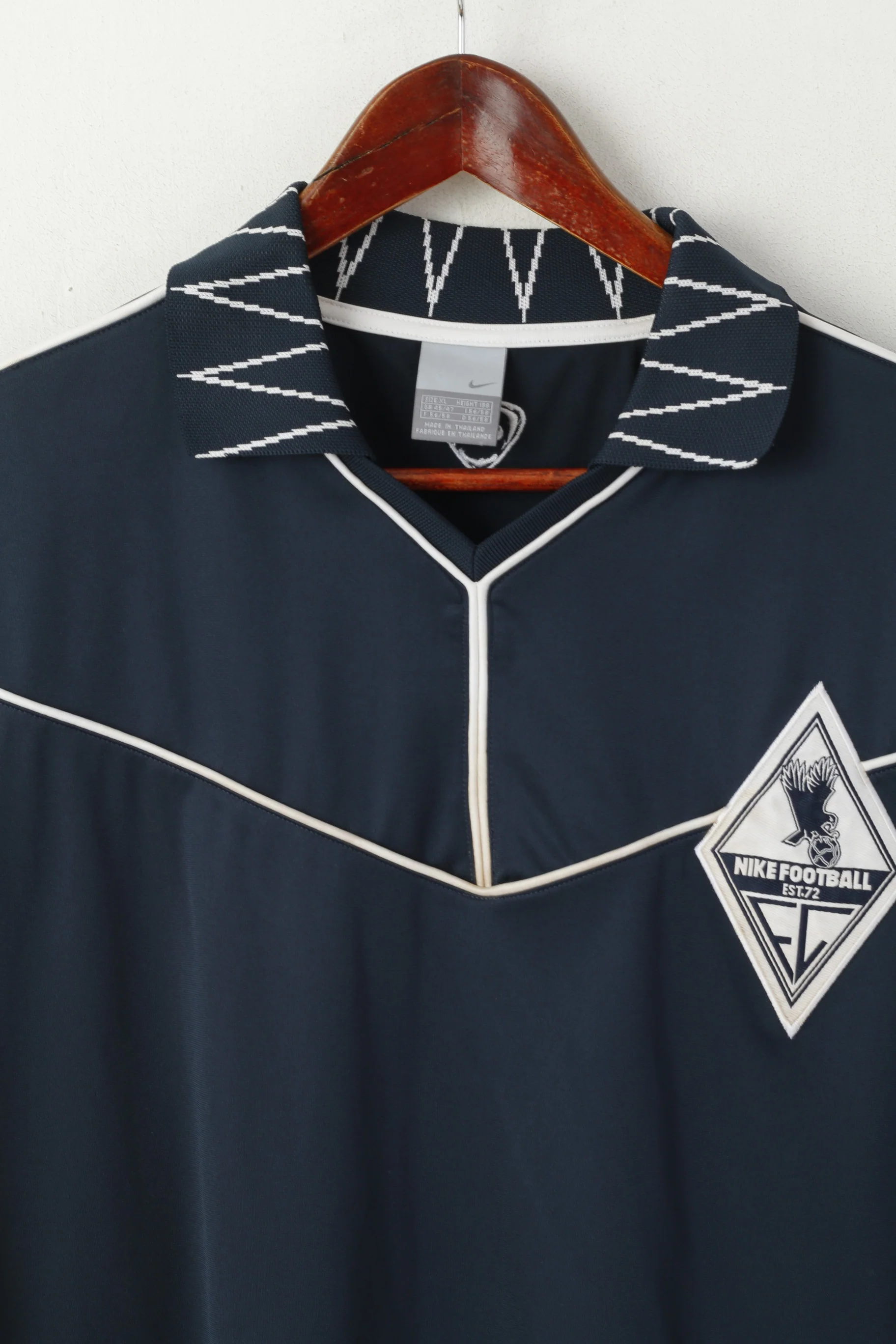 Nike Men XL 188 Polo Shirt Navy Football Est 72 Retro Jersey Sportswear Soccer Top - Image 2