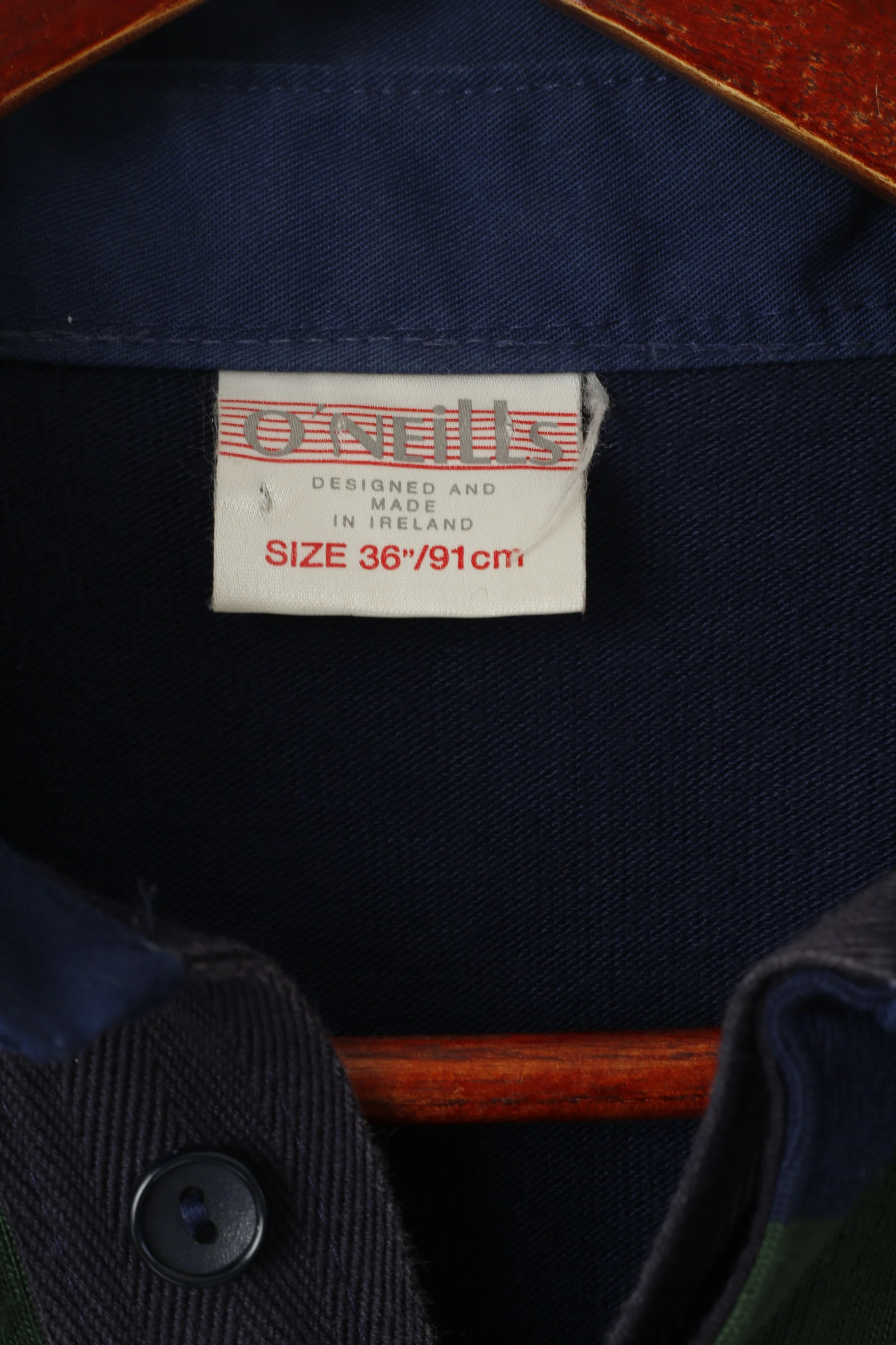 O' Neills Men 36" S Polo Shirt Navy L.H.S. Beaufort Striped Long Sleeve Top Sweater - Image 4