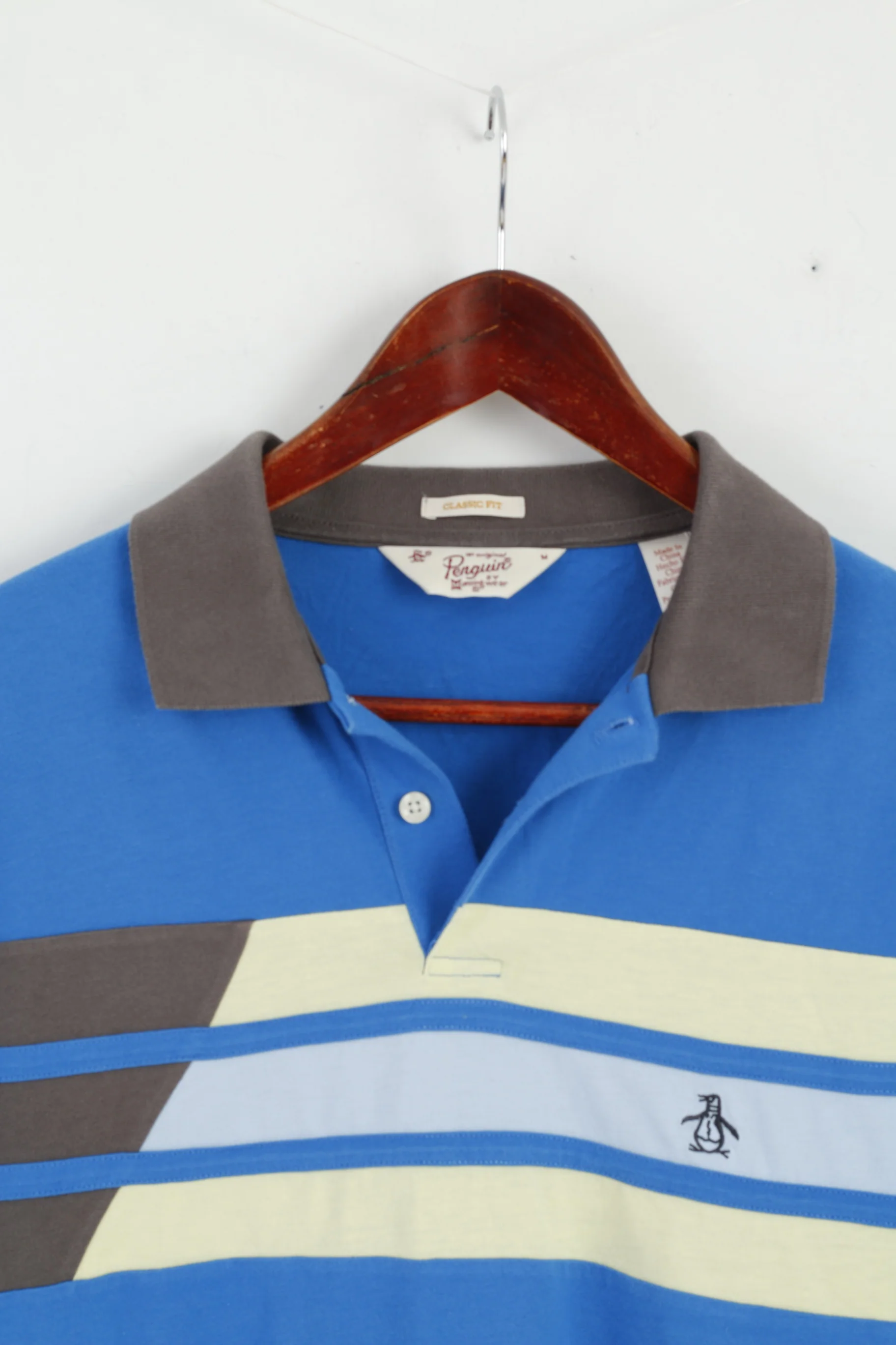 Original Penguin Mens M Polo Shirt Blue Cotton Classic Fit Logo Top - Image 2