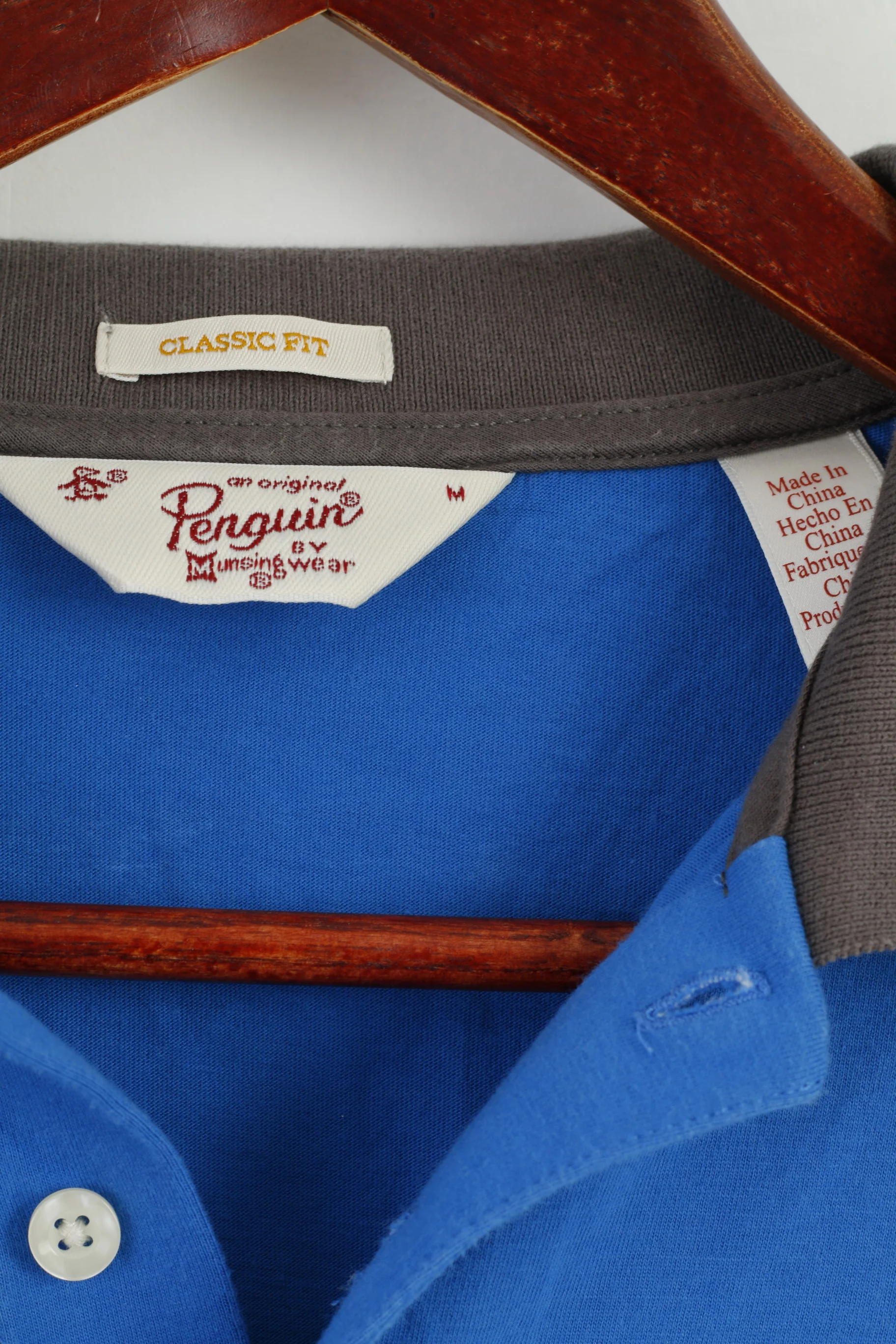 Original Penguin Mens M Polo Shirt Blue Cotton Classic Fit Logo Top - Image 3