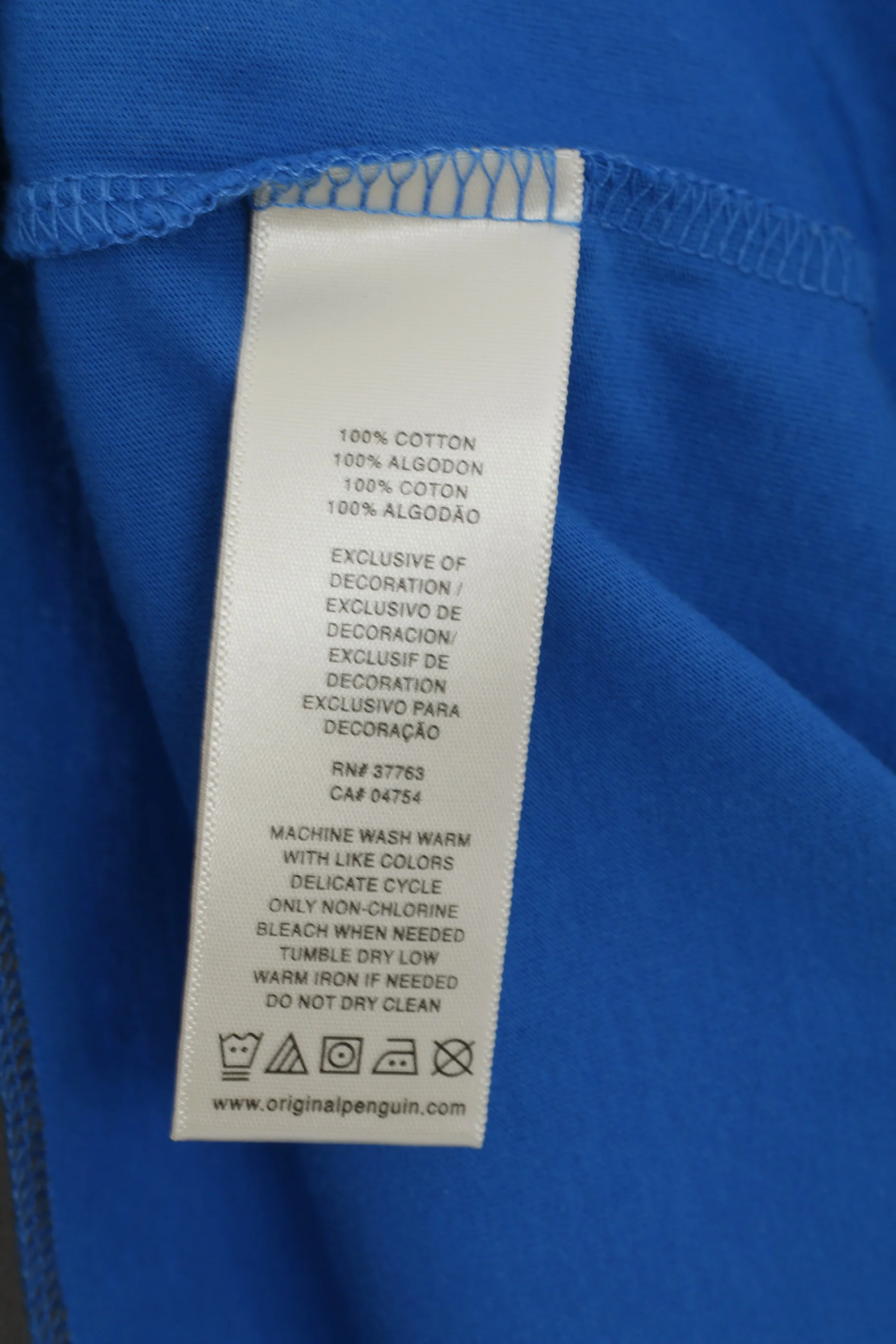 Original Penguin Mens M Polo Shirt Blue Cotton Classic Fit Logo Top - Image 4