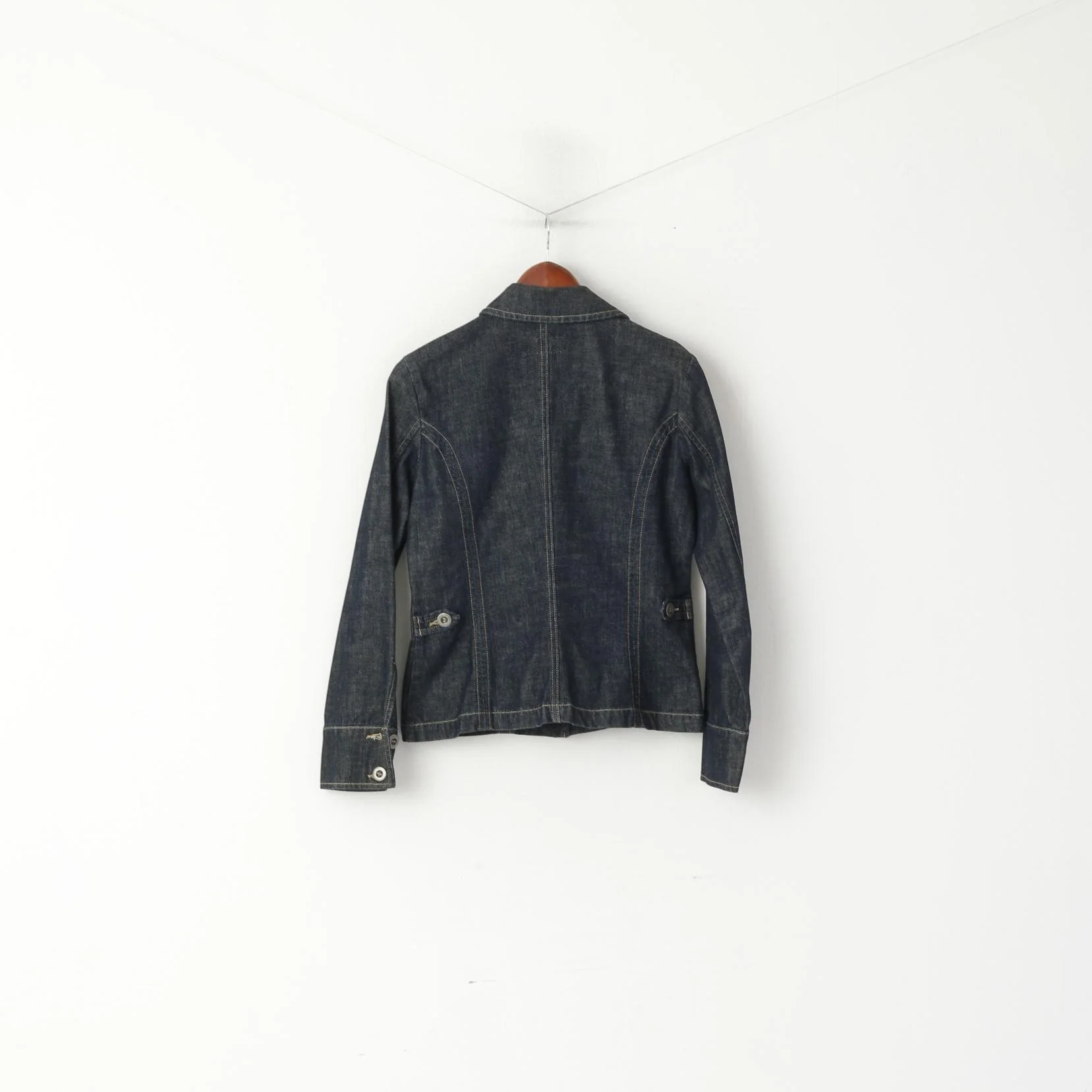 NEXT Women 10 38 S Denim Jacket Navy Cotton Jeans Pockets Buttoned Top - Image 6