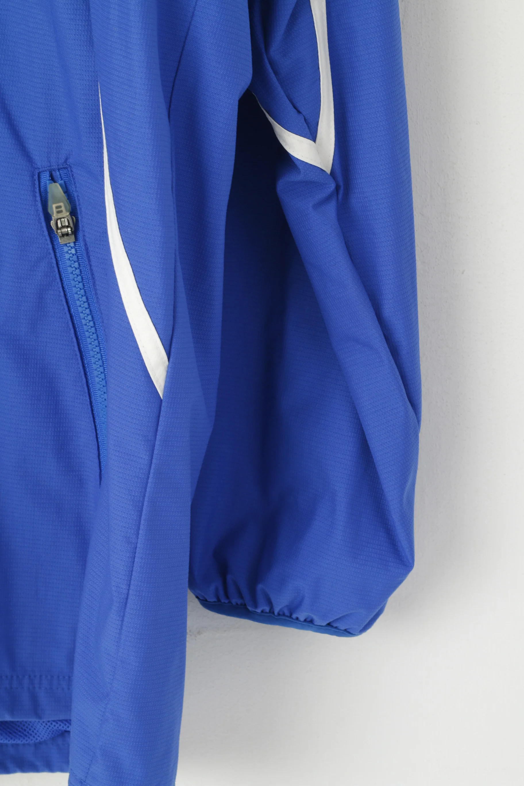 Canterbury Of New Zealand Men L Pullover Jacket Blue Hooded Nylon Zip Neck Sport Top - Image 3