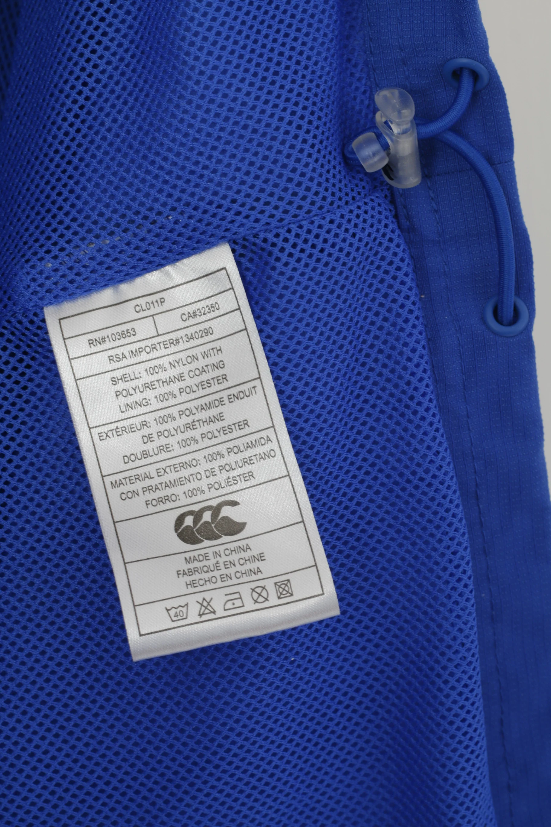 Canterbury Of New Zealand Men L Pullover Jacket Blue Hooded Nylon Zip Neck Sport Top - Image 5