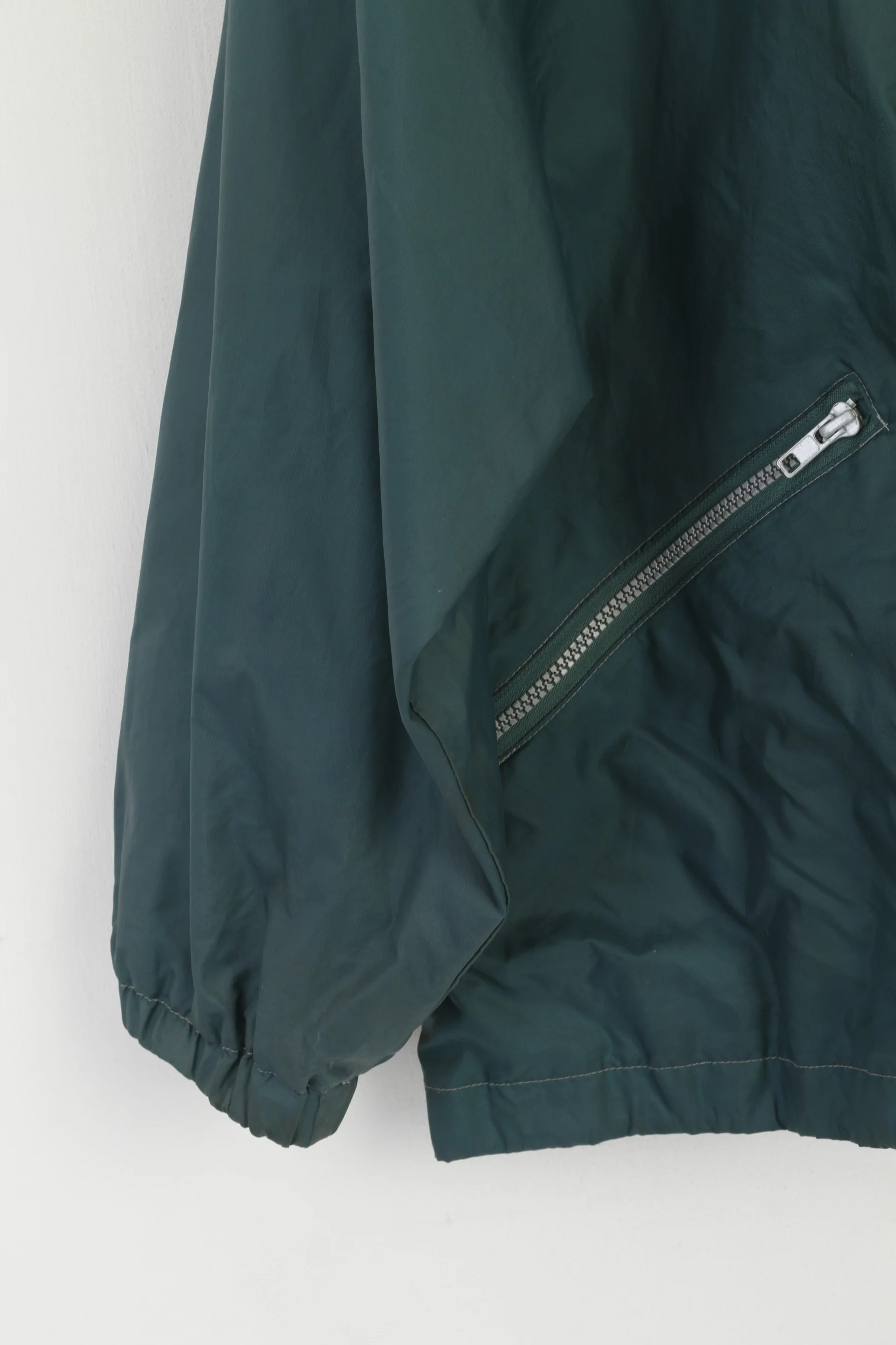 Equator Men L Rain Jacket Green Vintage Nylon Waterproof Full Zipper Top - Image 3