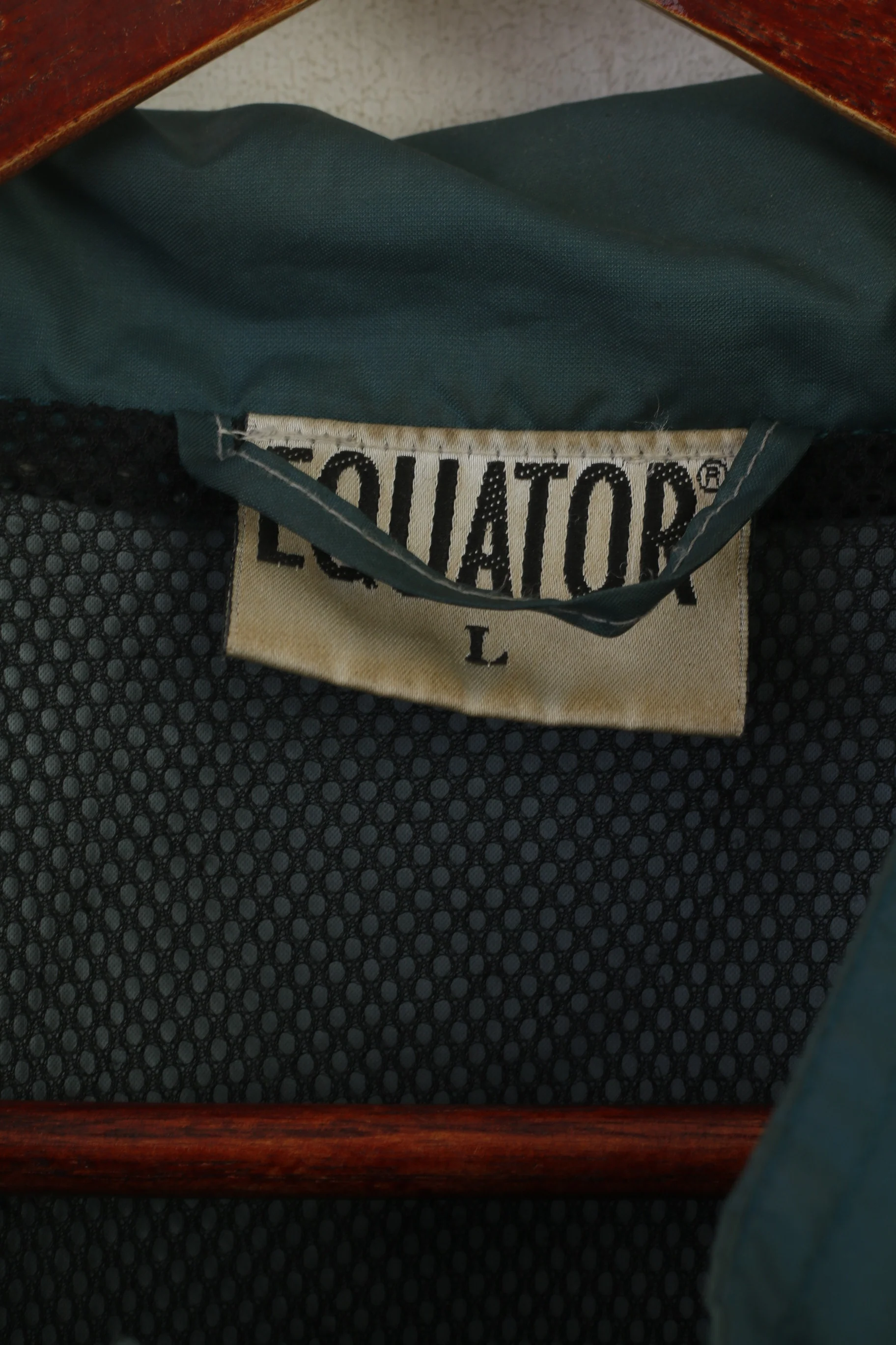 Equator Men L Rain Jacket Green Vintage Nylon Waterproof Full Zipper Top - Image 4