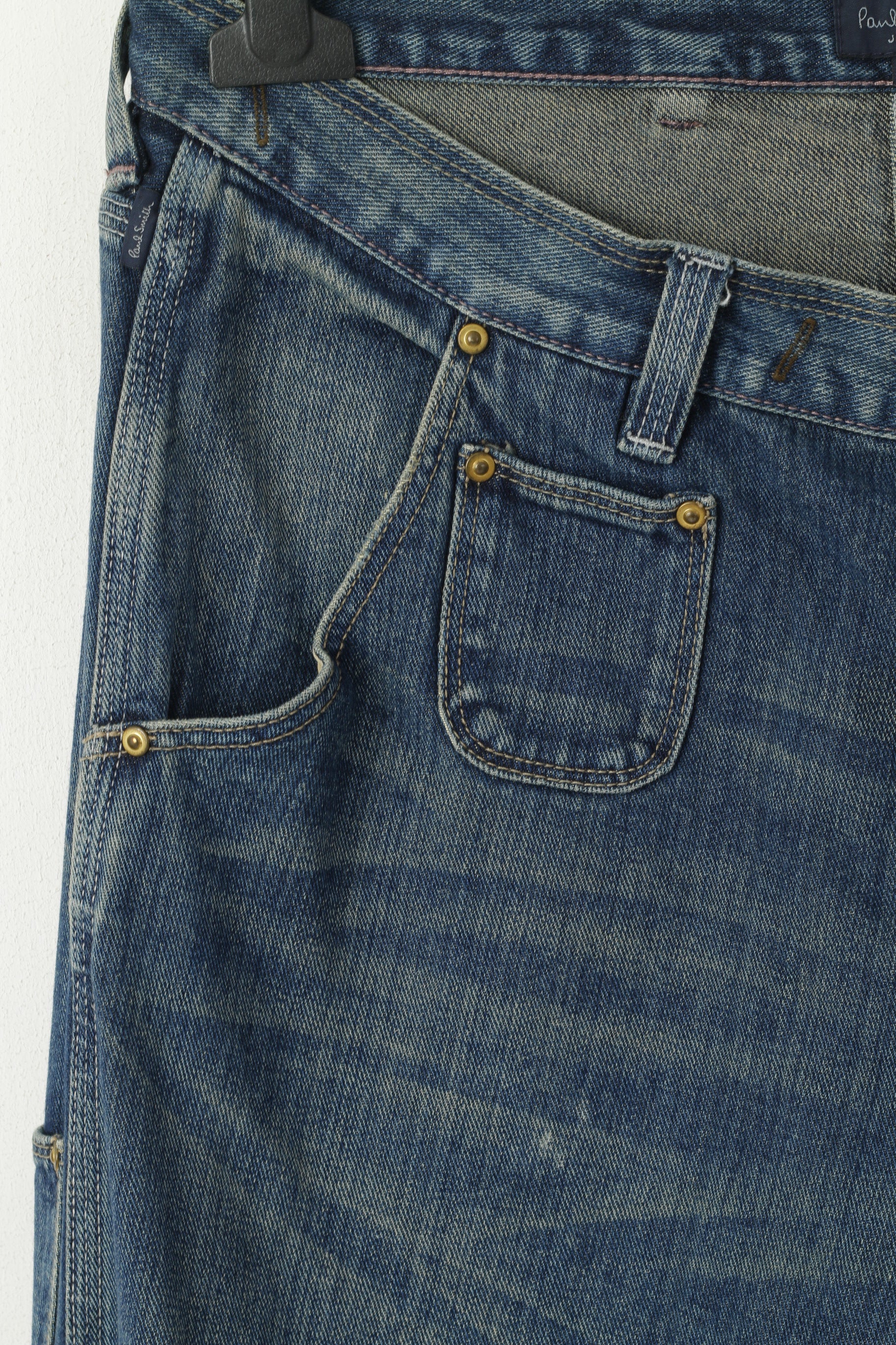 Paul Smith Jeans Men 34 Trousers Navy Denim Cotton Straight Leg Classic Pants - Image 2