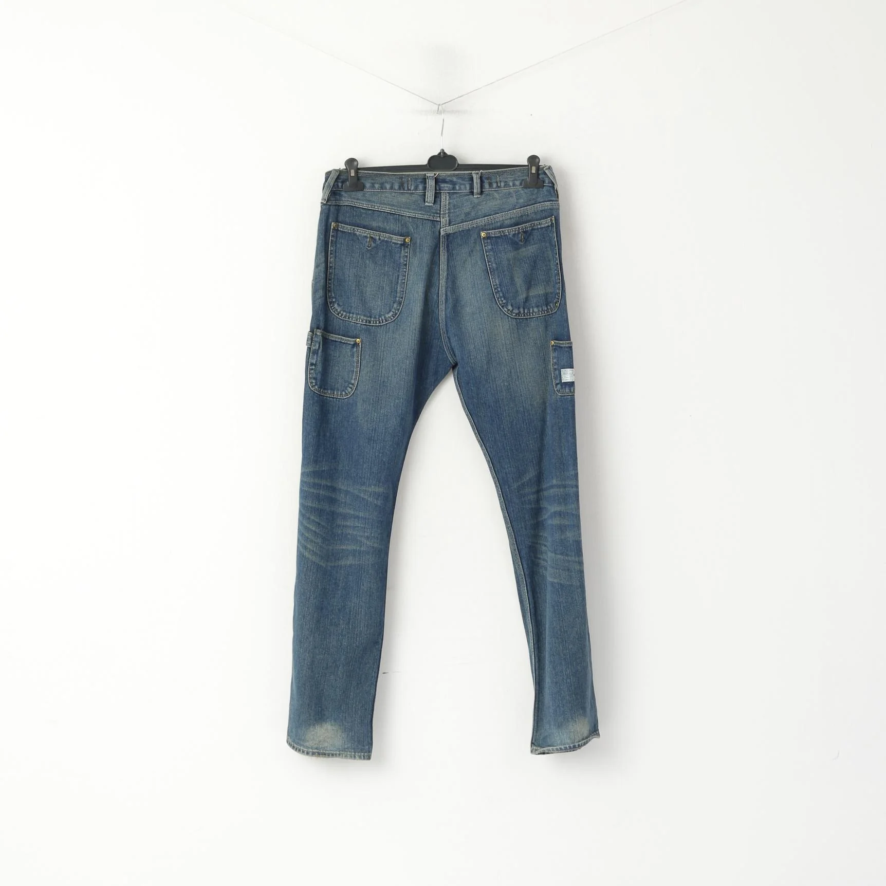 Paul Smith Jeans Men 34 Trousers Navy Denim Cotton Straight Leg Classic Pants - Image 7