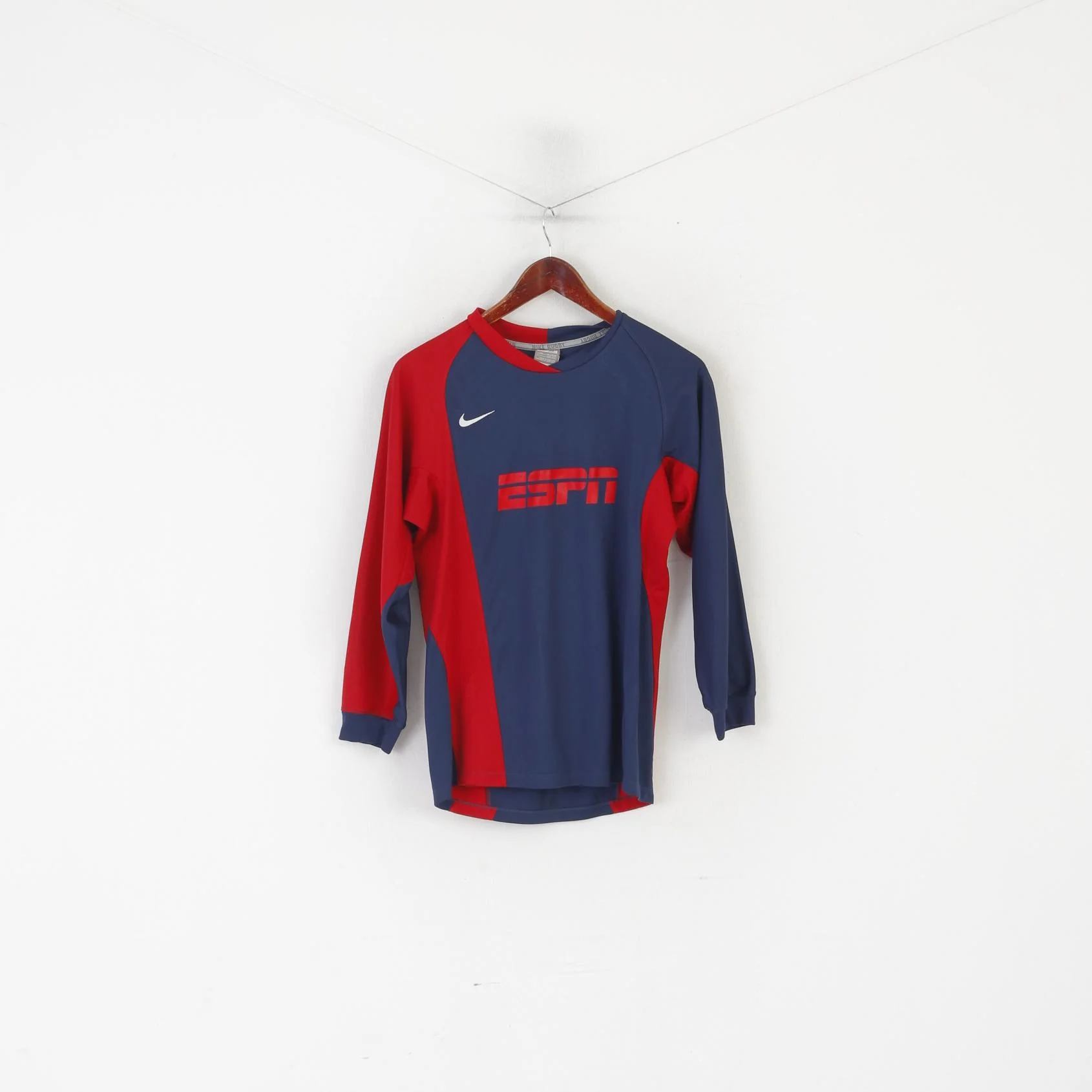 Nike Rugby Youth XL 158-170cm Shirt Navy ESPN Dri-Fir Long Sleeved Jersey Top