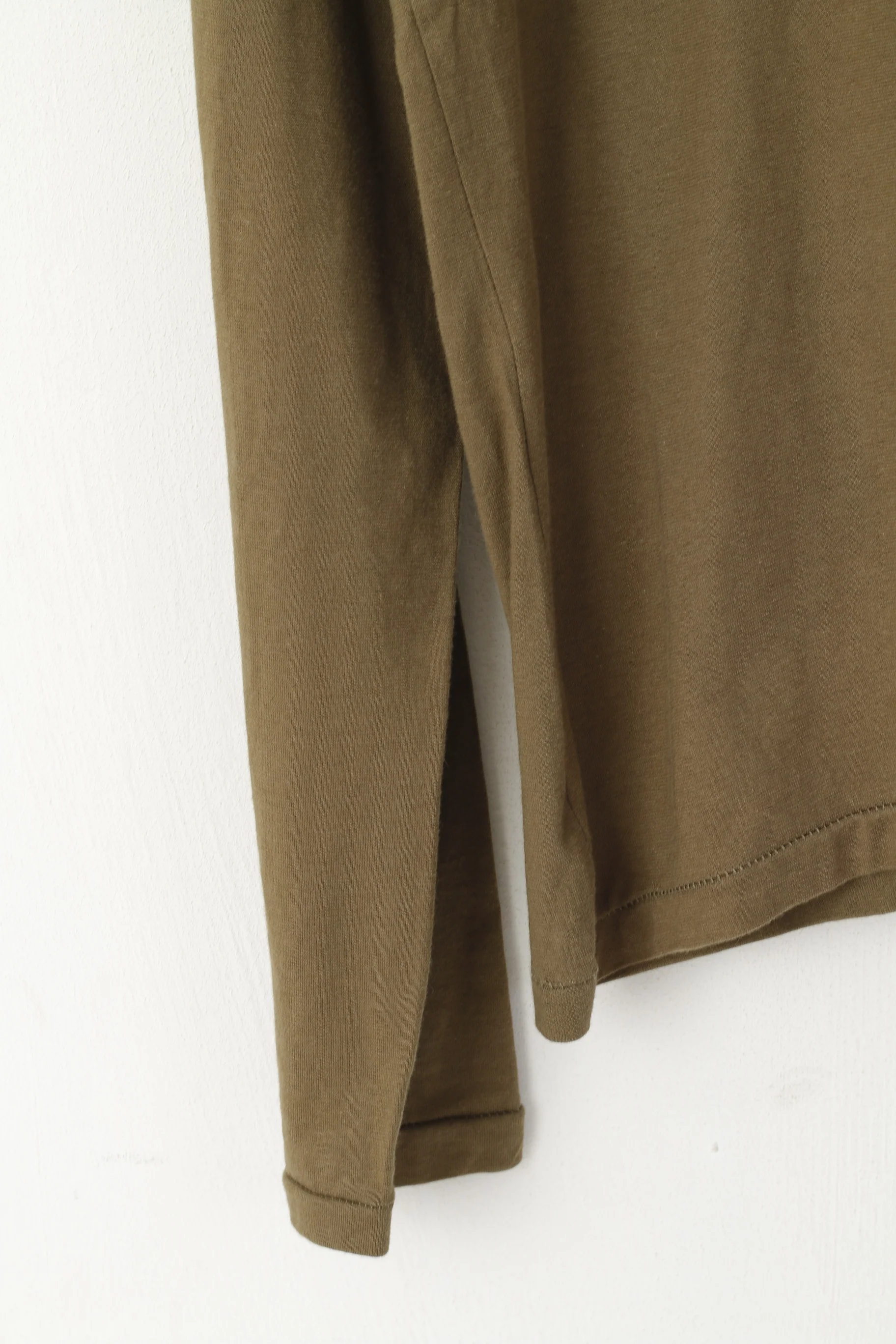 Lee Men XL Long Sleeved Shirt Khaki Cotton Logo Crew Neck Stretch Top - Image 3