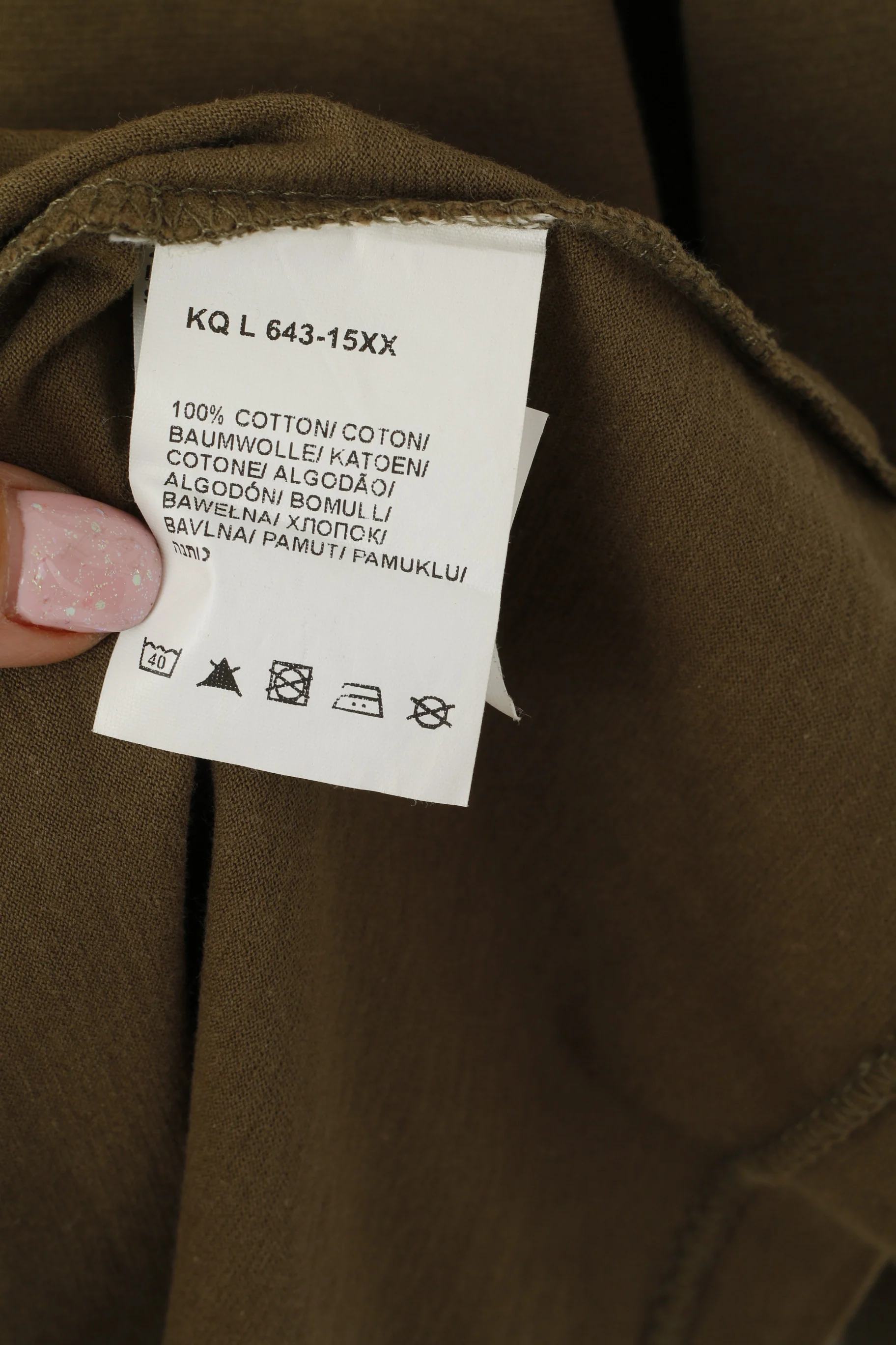 Lee Men XL Long Sleeved Shirt Khaki Cotton Logo Crew Neck Stretch Top - Image 5