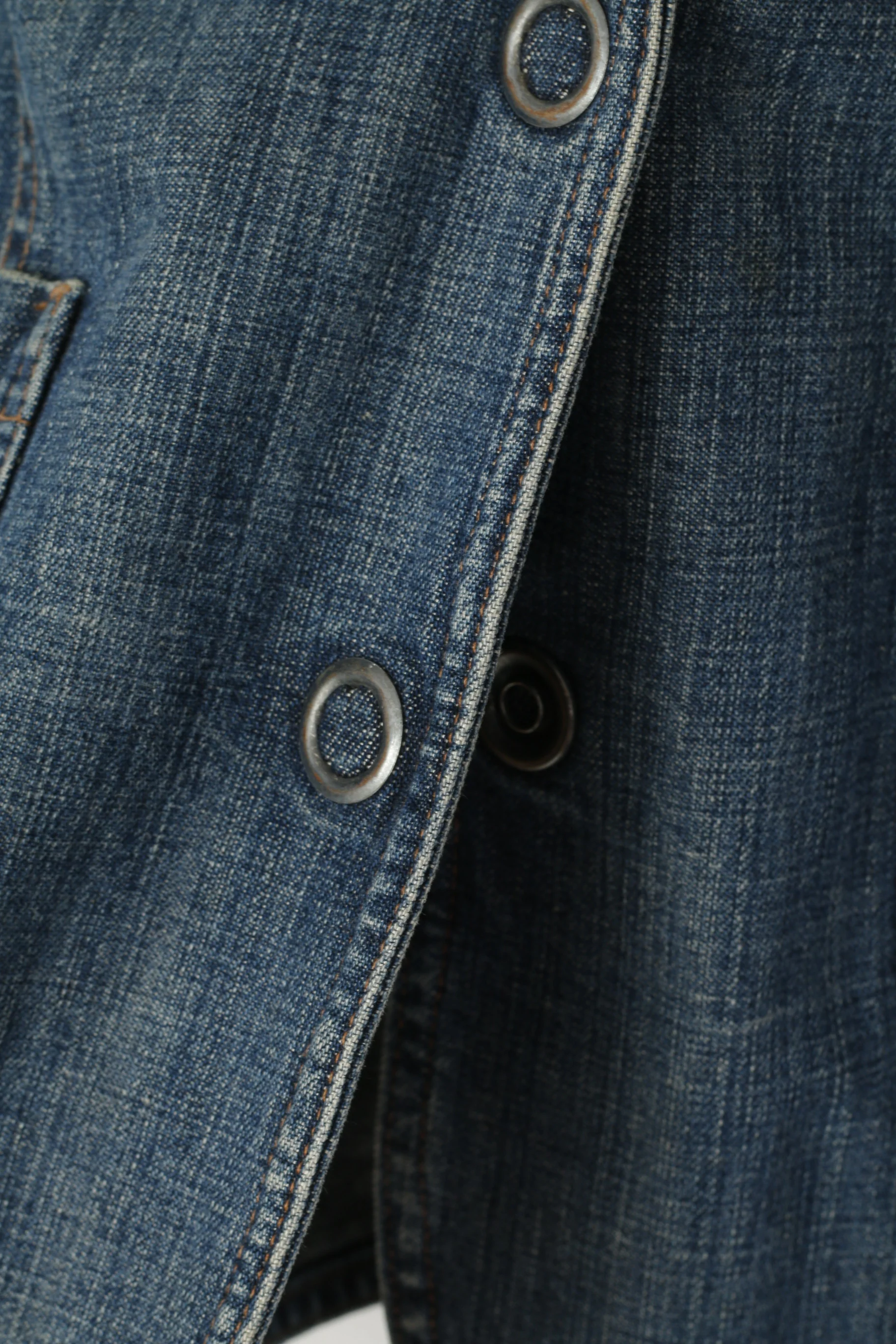 Mustang Jeans Women L Blazer Blue Vintage Denim Cotton Snap Jean Jacket - Image 5
