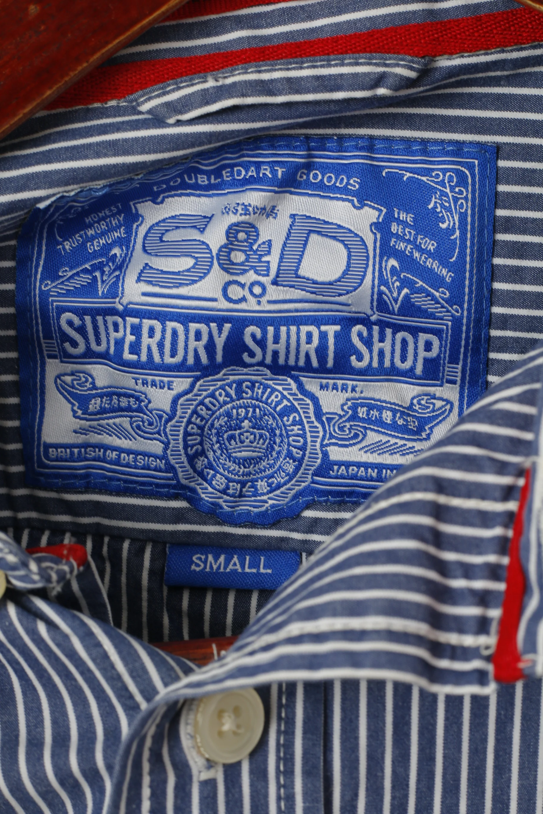 Superdry Men S Casual Shirt Blue Striped Cotton Japan Slim Fit Long Sleeve Top - Image 4