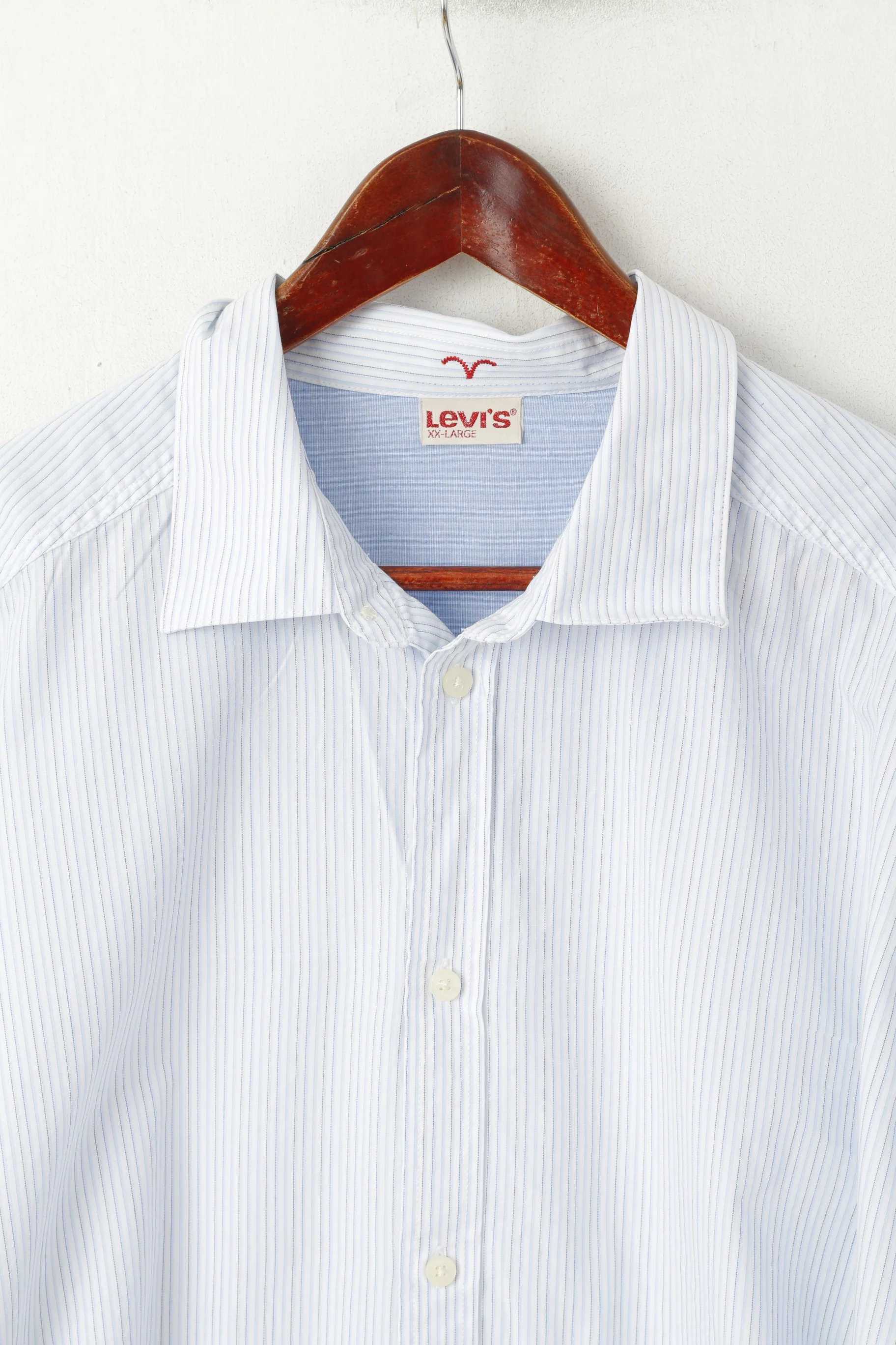 Levi's Men XXL Casual Shirt Blue White Striped Cotton Long Sleeve Top - Image 2