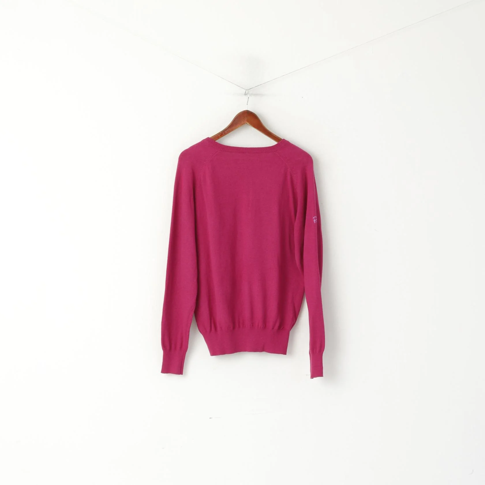 Ping Collection Women 12 L Jumper Fuchsia Cotton Golf Sport Diamont V Neck Sweater - Image 7