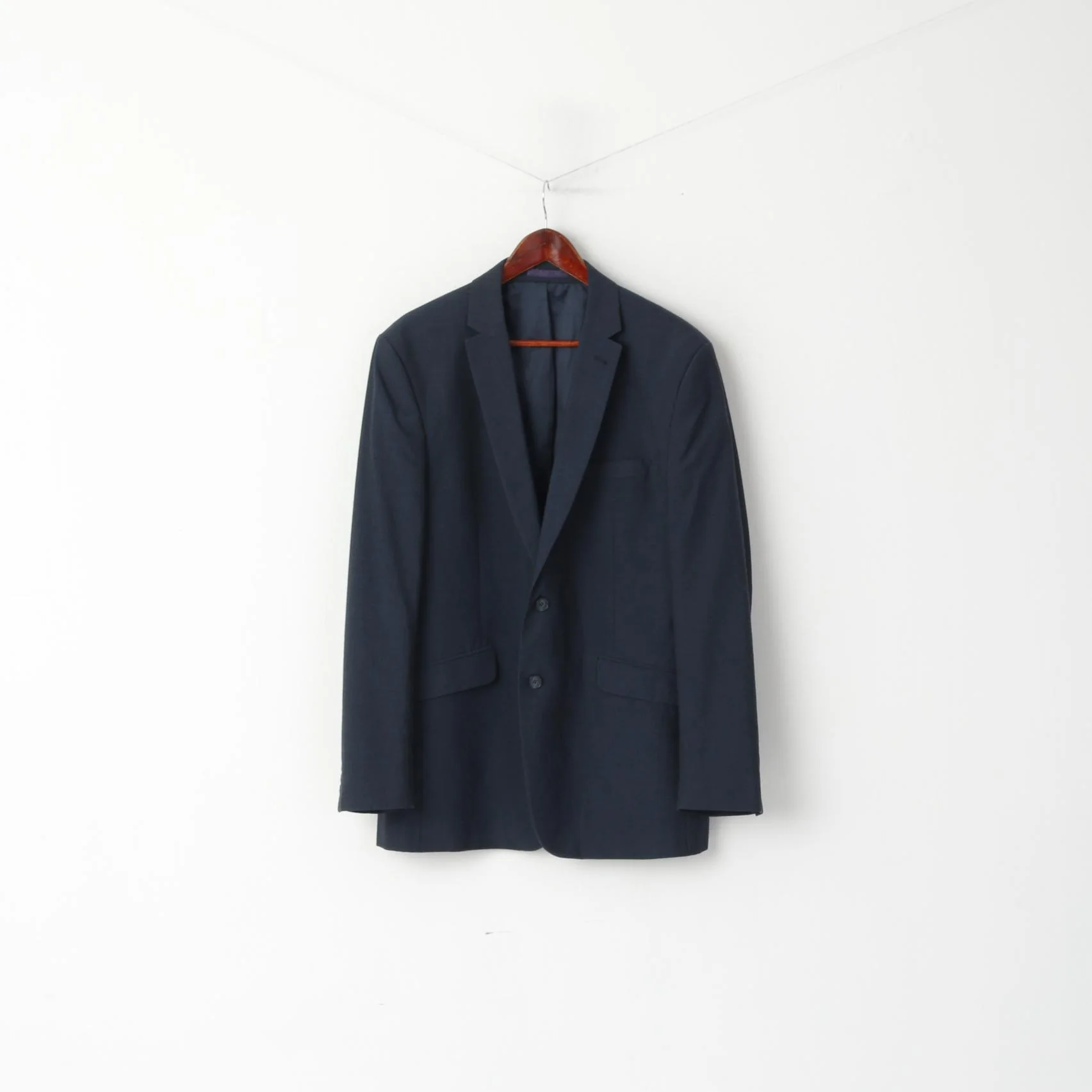 Racing Green Mens 44 54 Blazer Navy Wool Single Breasted Shoulder Pads Jacket