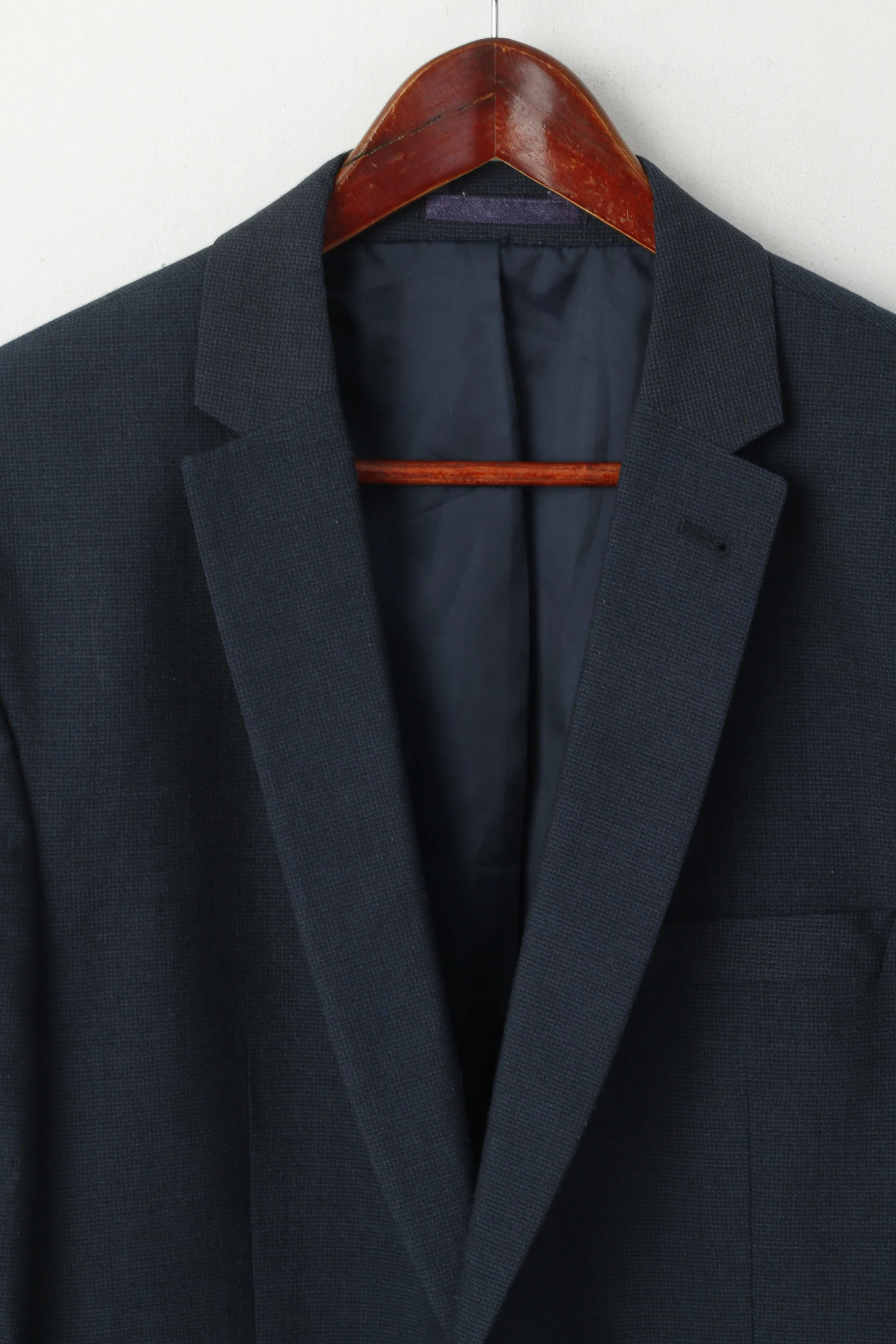 Racing Green Mens 44 54 Blazer Navy Wool Single Breasted Shoulder Pads Jacket - Image 2