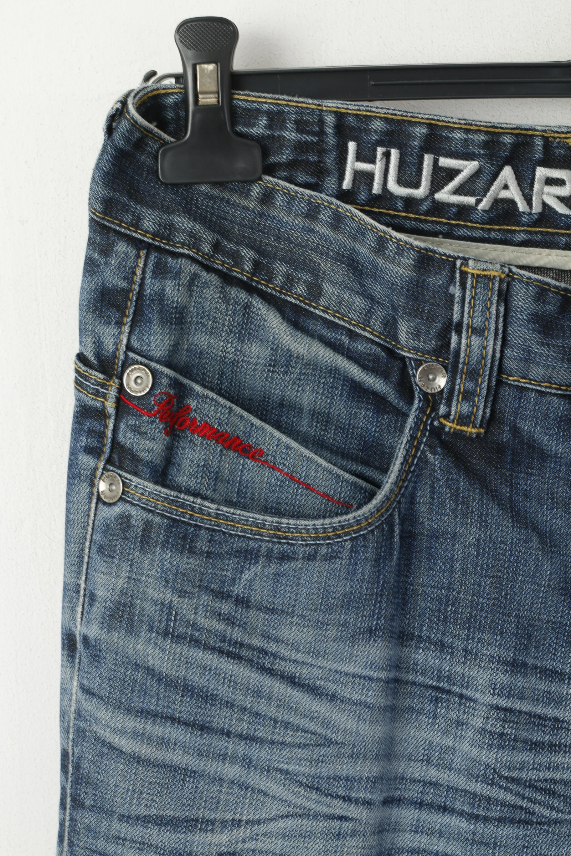 Huzar Denim Men 34 Jeans Trousers Navy Cotton Performance Straight Pants - Image 2
