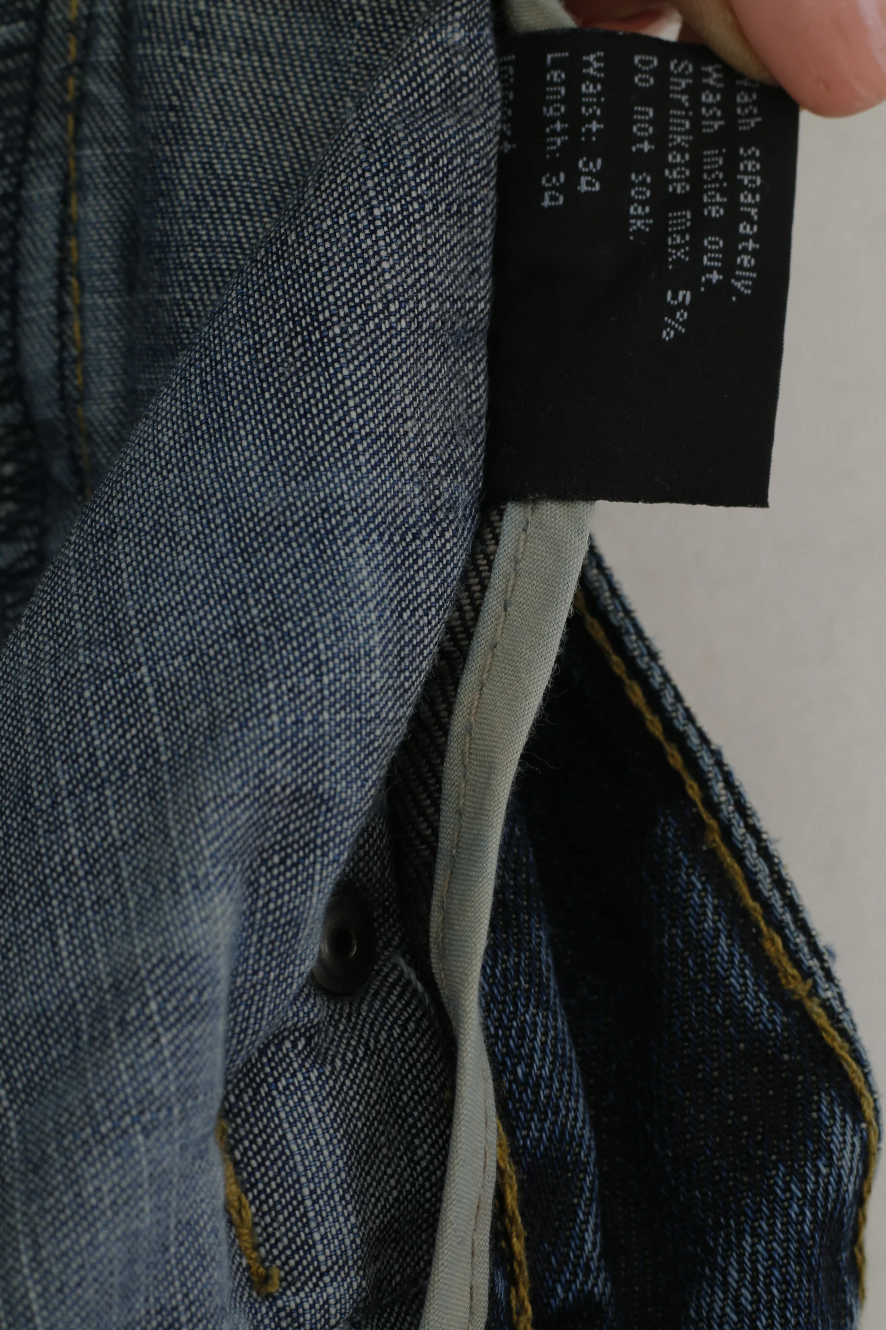Huzar Denim Men 34 Jeans Trousers Navy Cotton Performance Straight Pants - Image 5