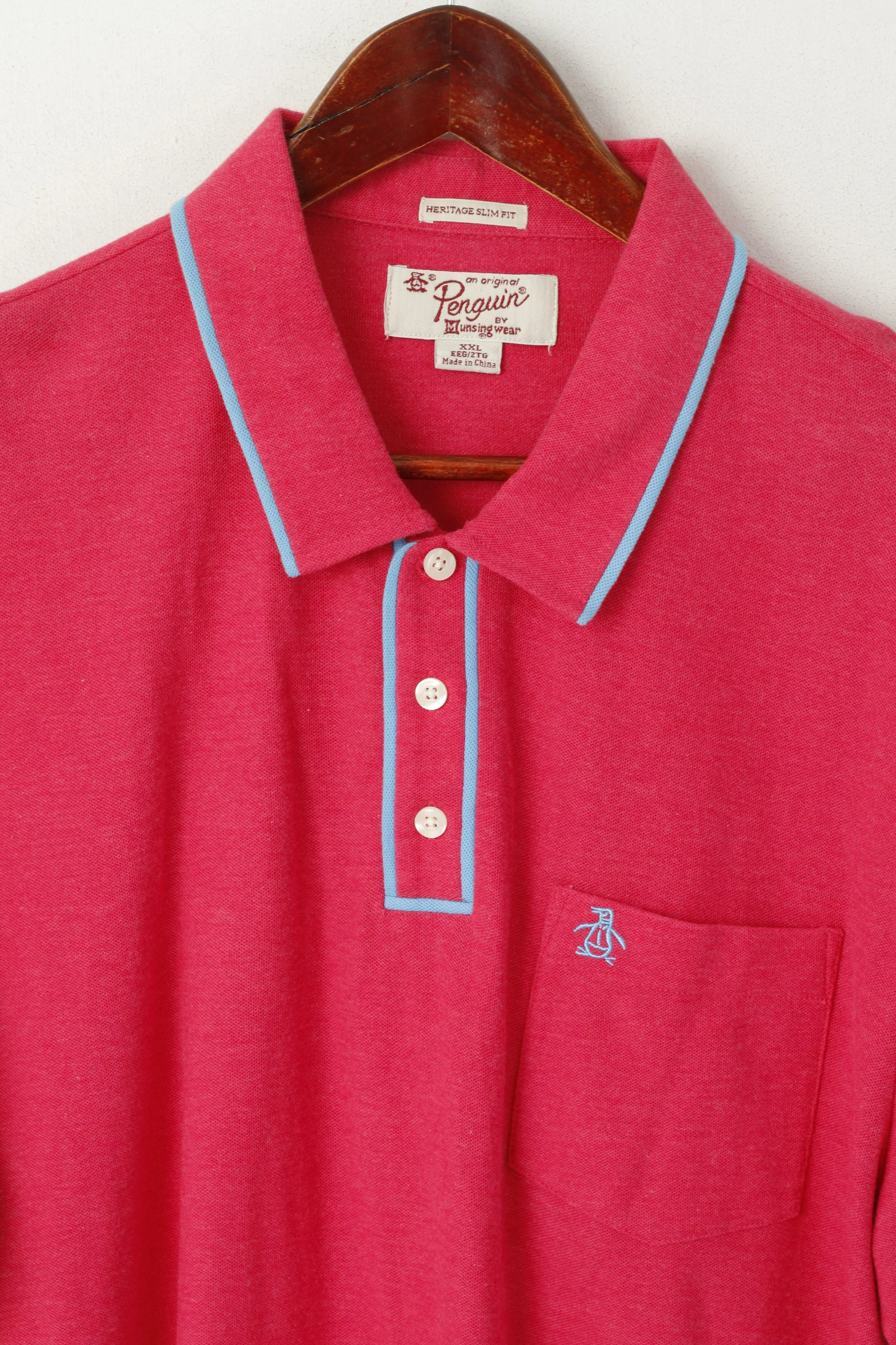 Penguin Men XXL Polo Shirt Raspberry Cotton Heritage Slim Fit Stretch Classic Top - Image 3
