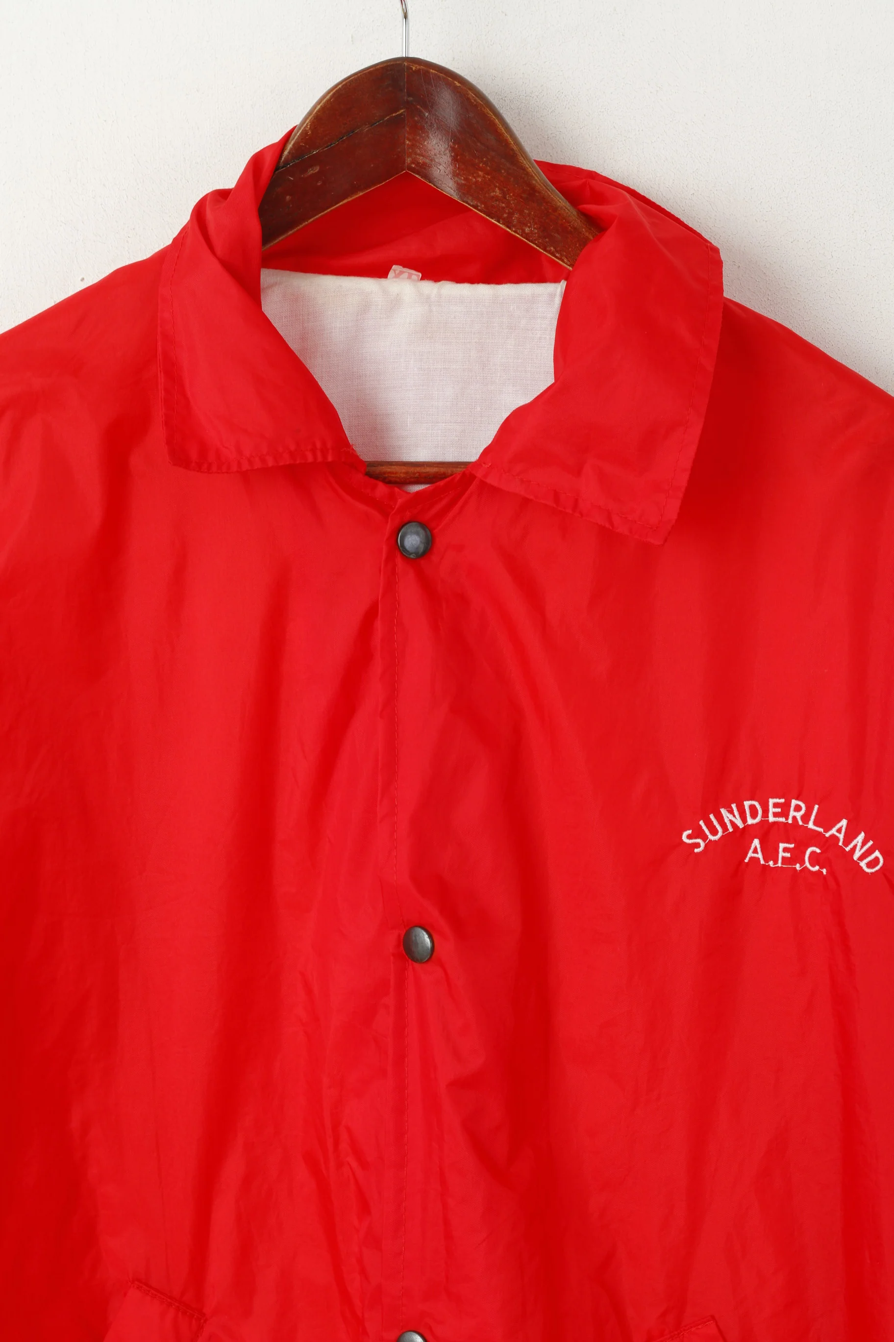 Sunderland AFC Men XL Jacket Red Vintage Football Nylon Waterproof Snap Top - Image 2