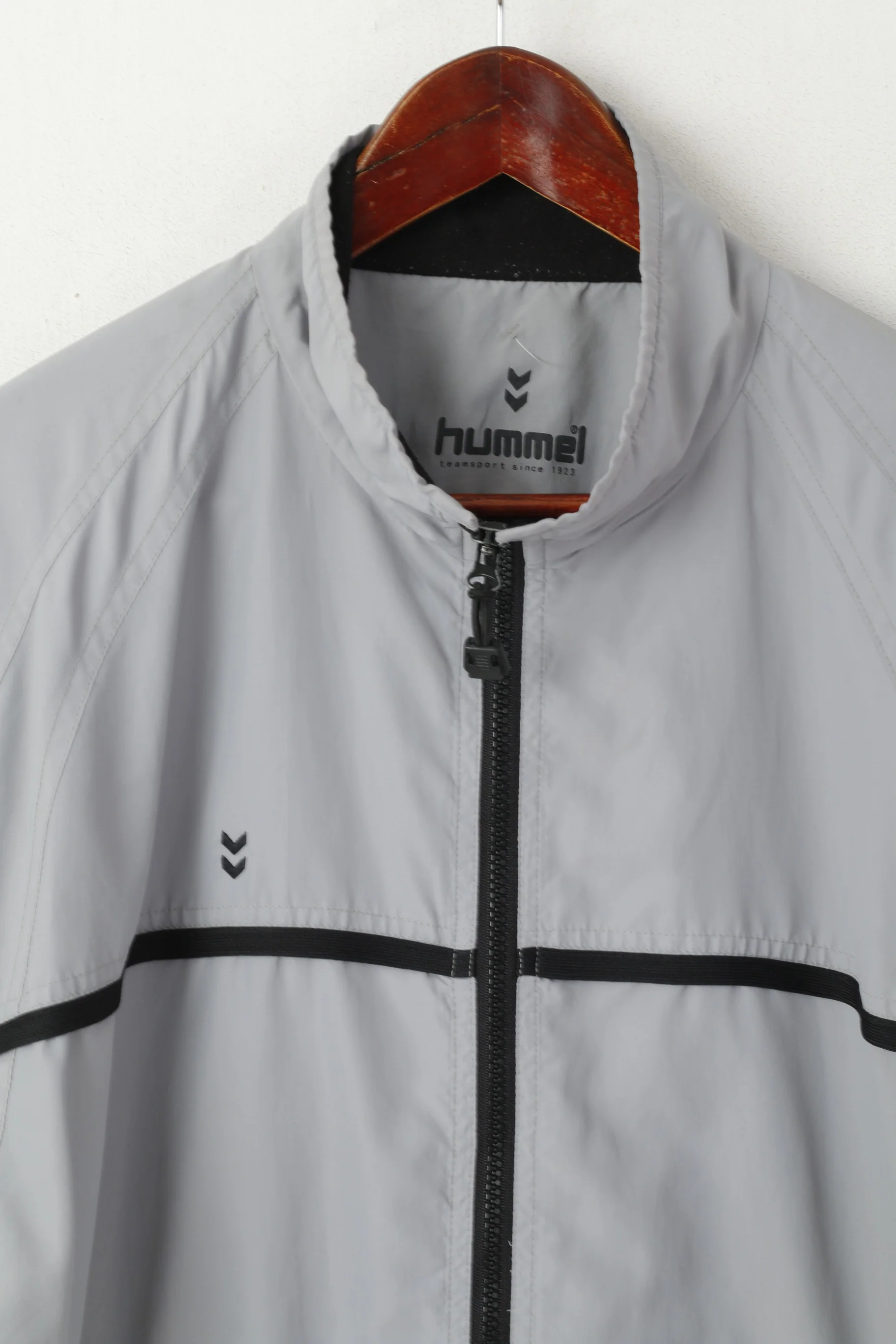 Hummel Men M Jacket Gray Vintage Sportswear Full Zip Sport Windbreaker Top - Image 2