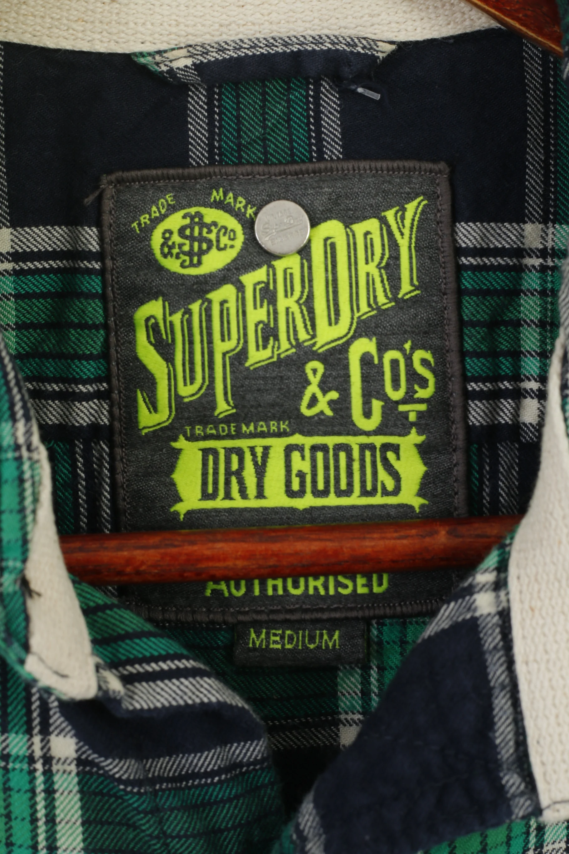 Superdry Men M (S) Casual Shirt Green Check Cotton Luberjack Twill Top - Image 3