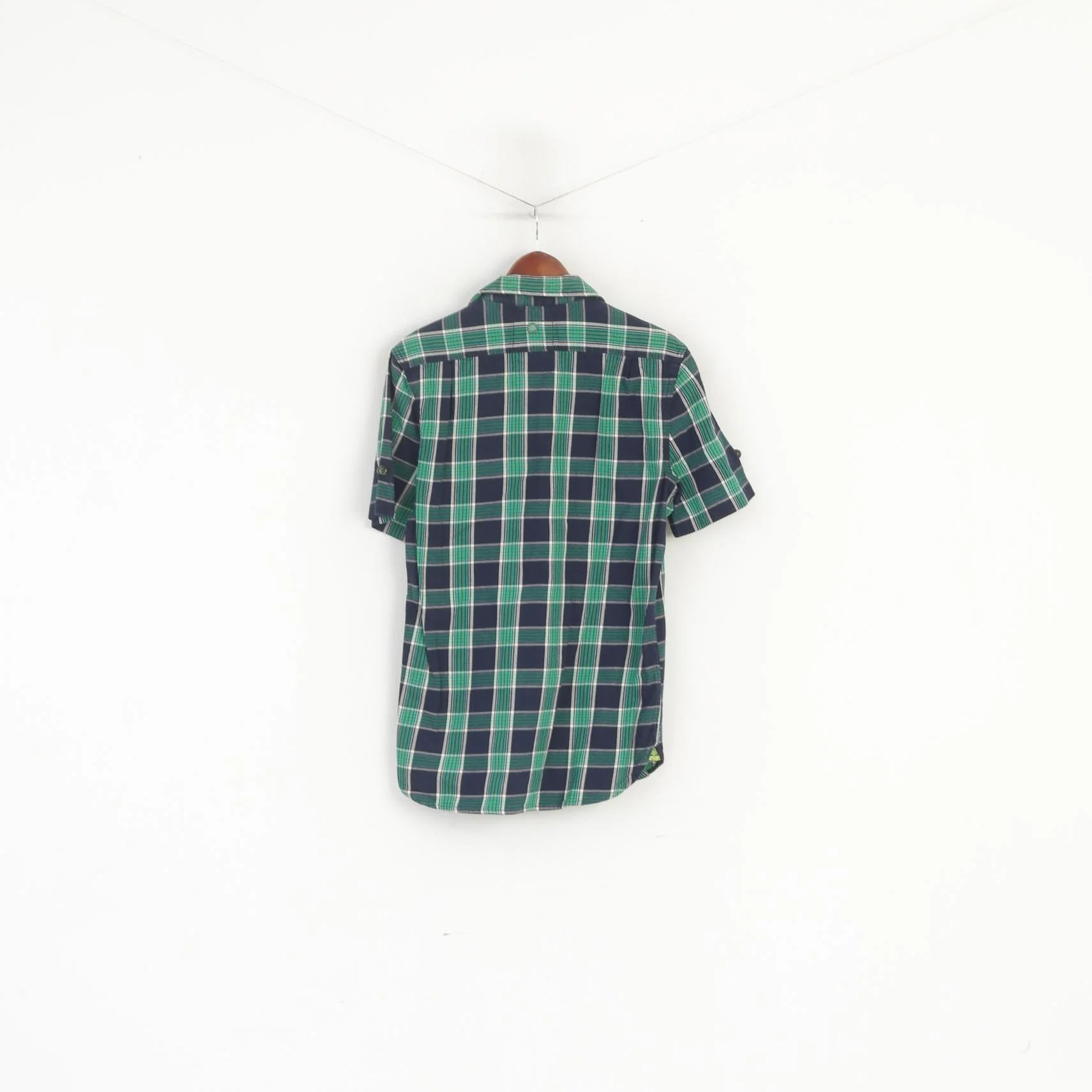 Superdry Men M (S) Casual Shirt Green Check Cotton Luberjack Twill Top - Image 6