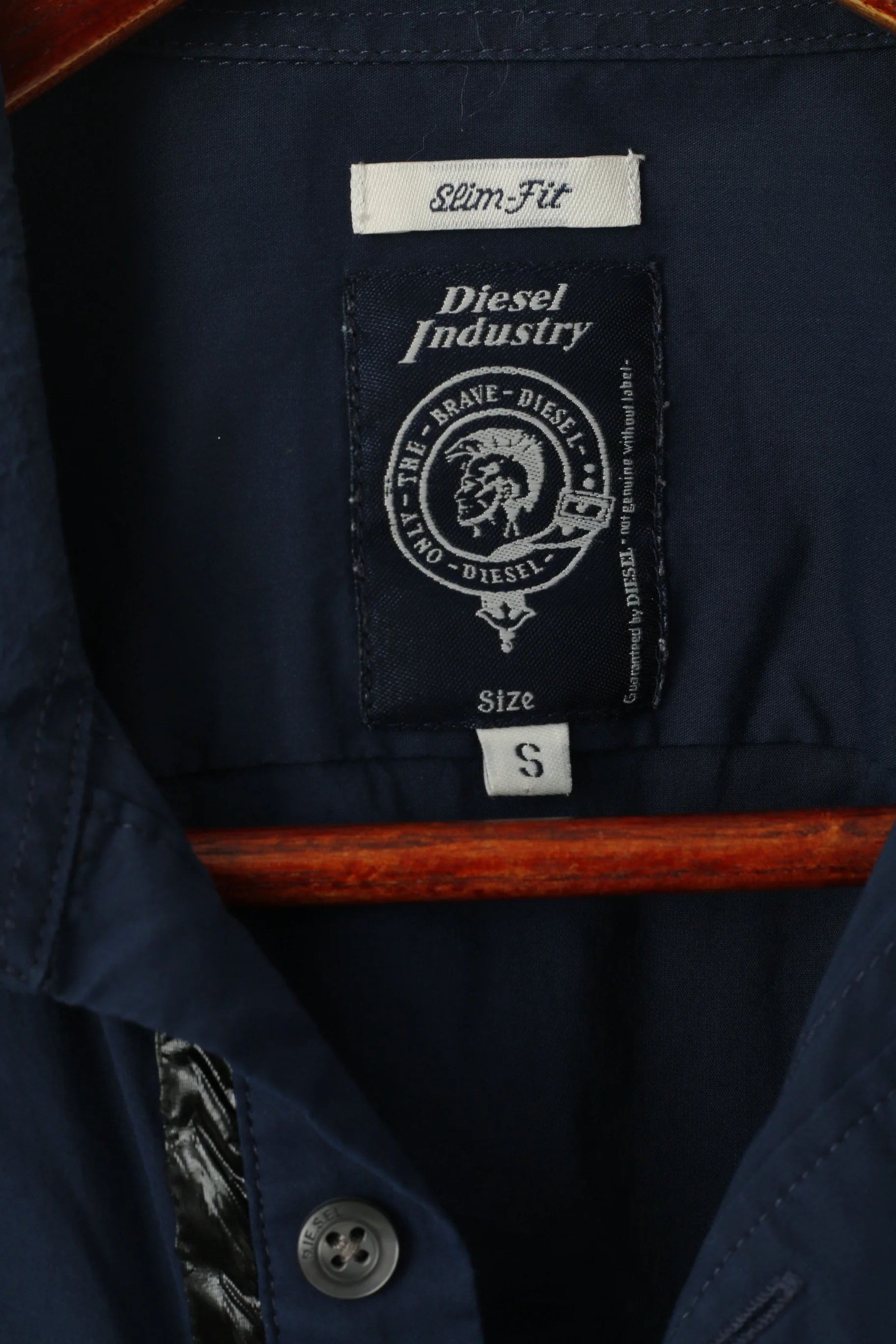 Diesel Industry Men S (XS) Casual Shirt Navy Cotton Nylon Slim Fit Stretch Top - Image 4
