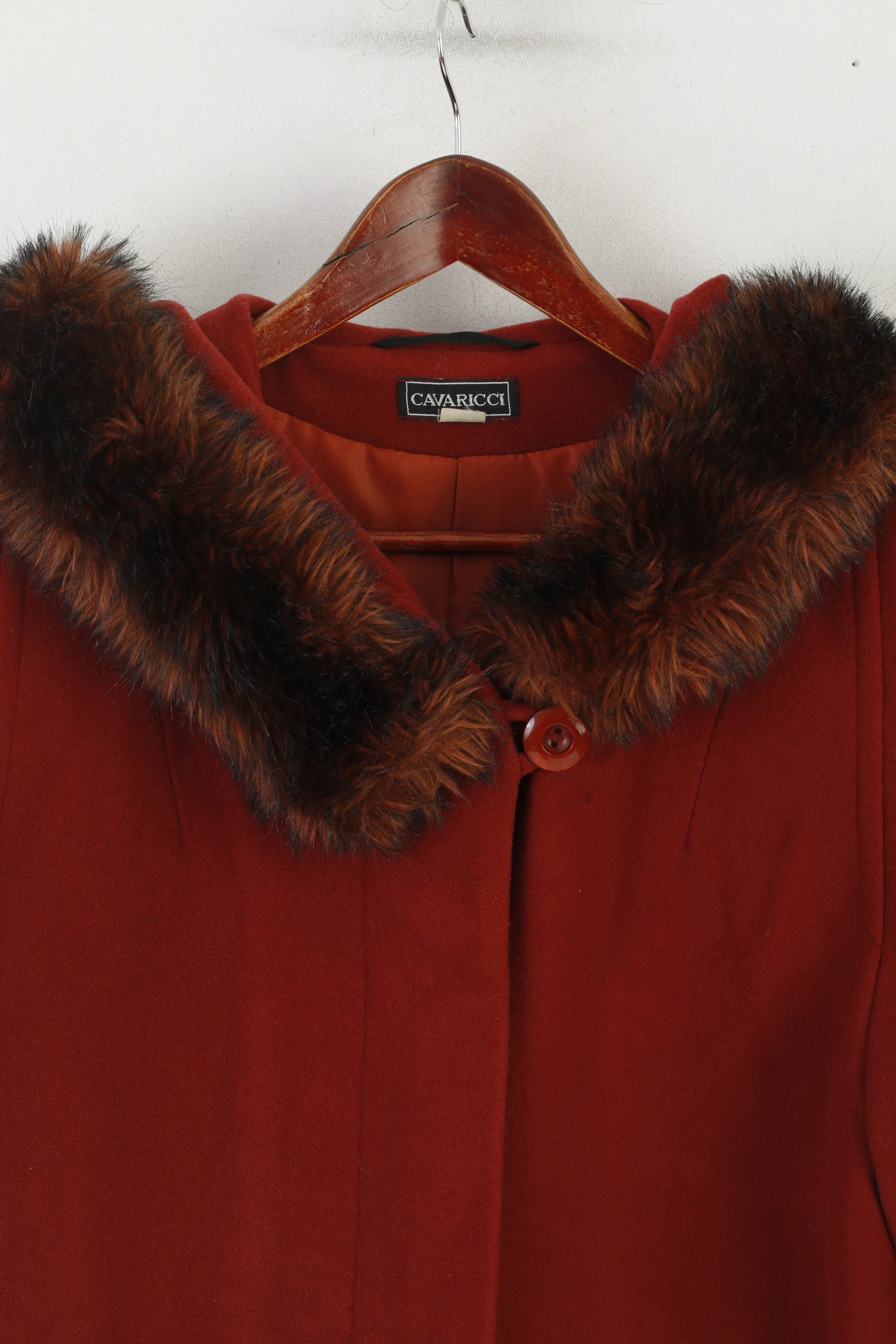 Cavaricci Women XL Coat Ginger Wool Cashmere Blend Hooded Single Breasted Top - Image 2