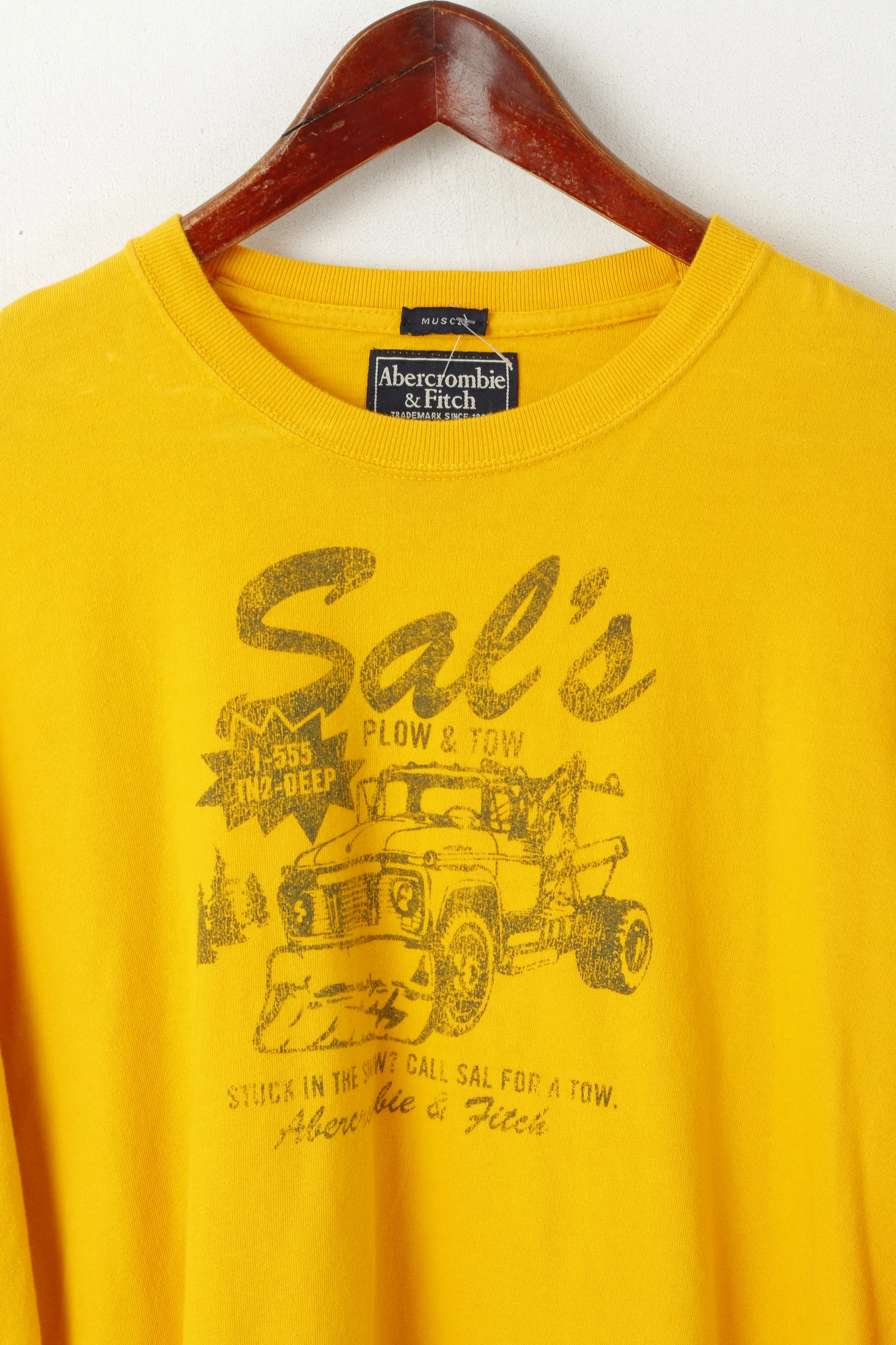 Abercrombie & Fitch Men XXL Shirt Yellow Cotton Muscle Long Sleeve Top - Image 2