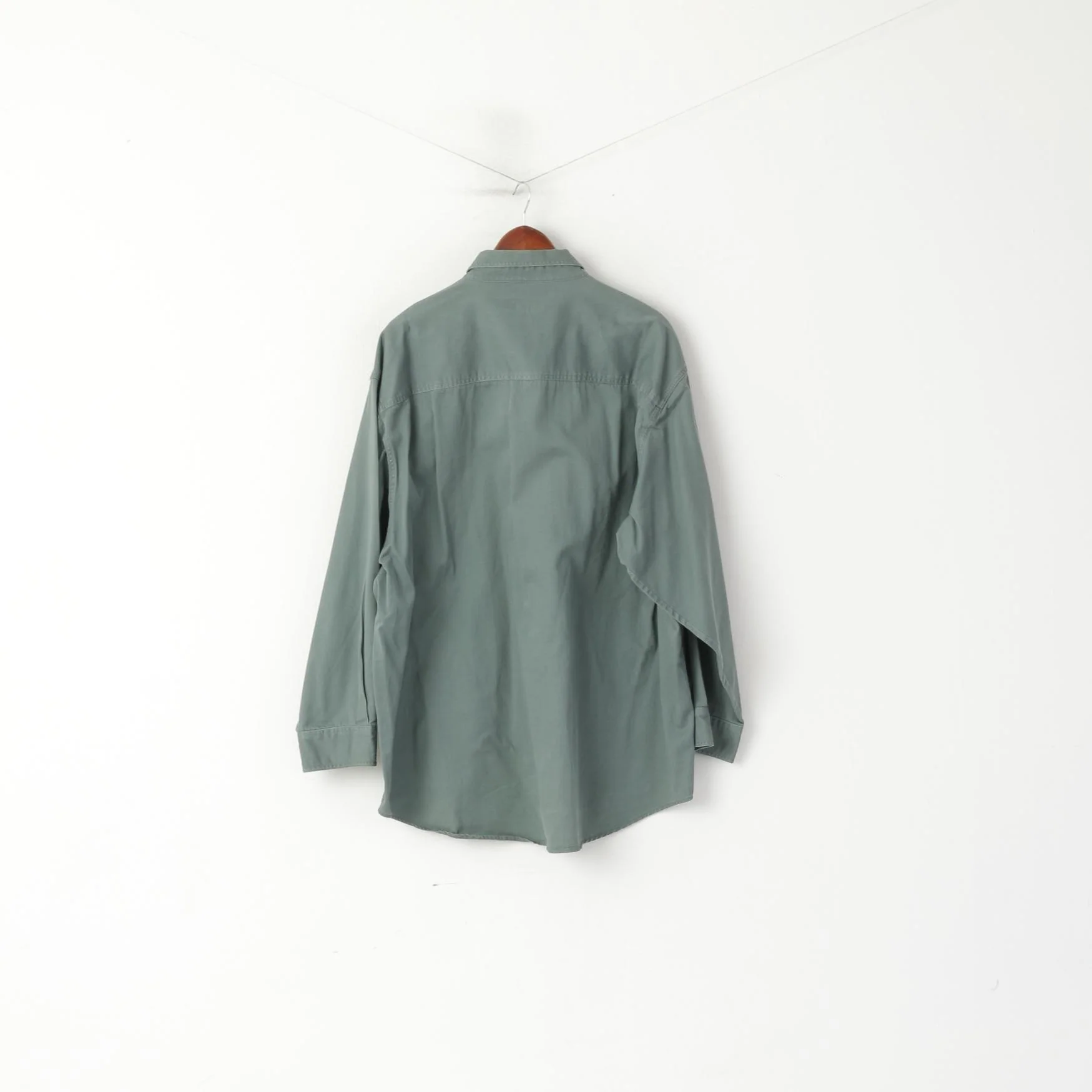 John F. Gee Jeanswear Men 49/50 3XL Casual Shirt Green Cotton Denim Oversize Top - Image 6
