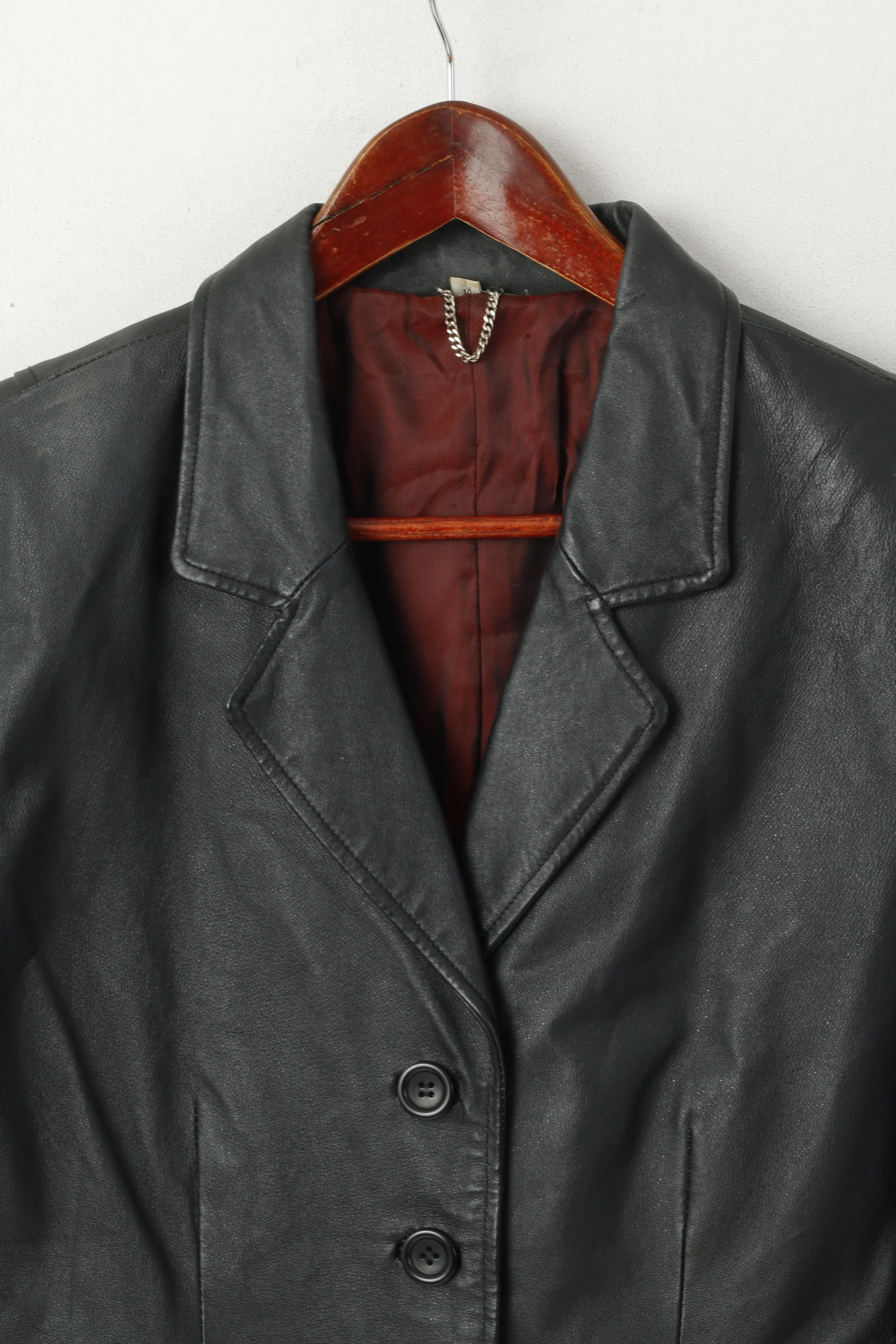Freemans Sketchley Women 14 M Coat Black Leather Single Breasted Retro - Image 2