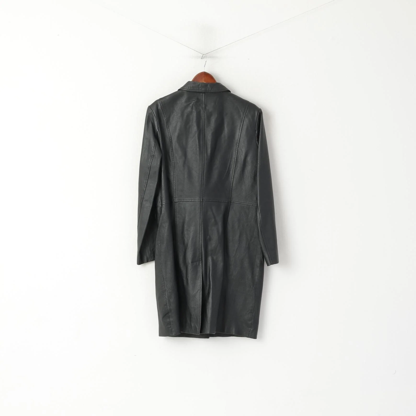 Freemans Sketchley Women 14 M Coat Black Leather Single Breasted Retro - Image 6