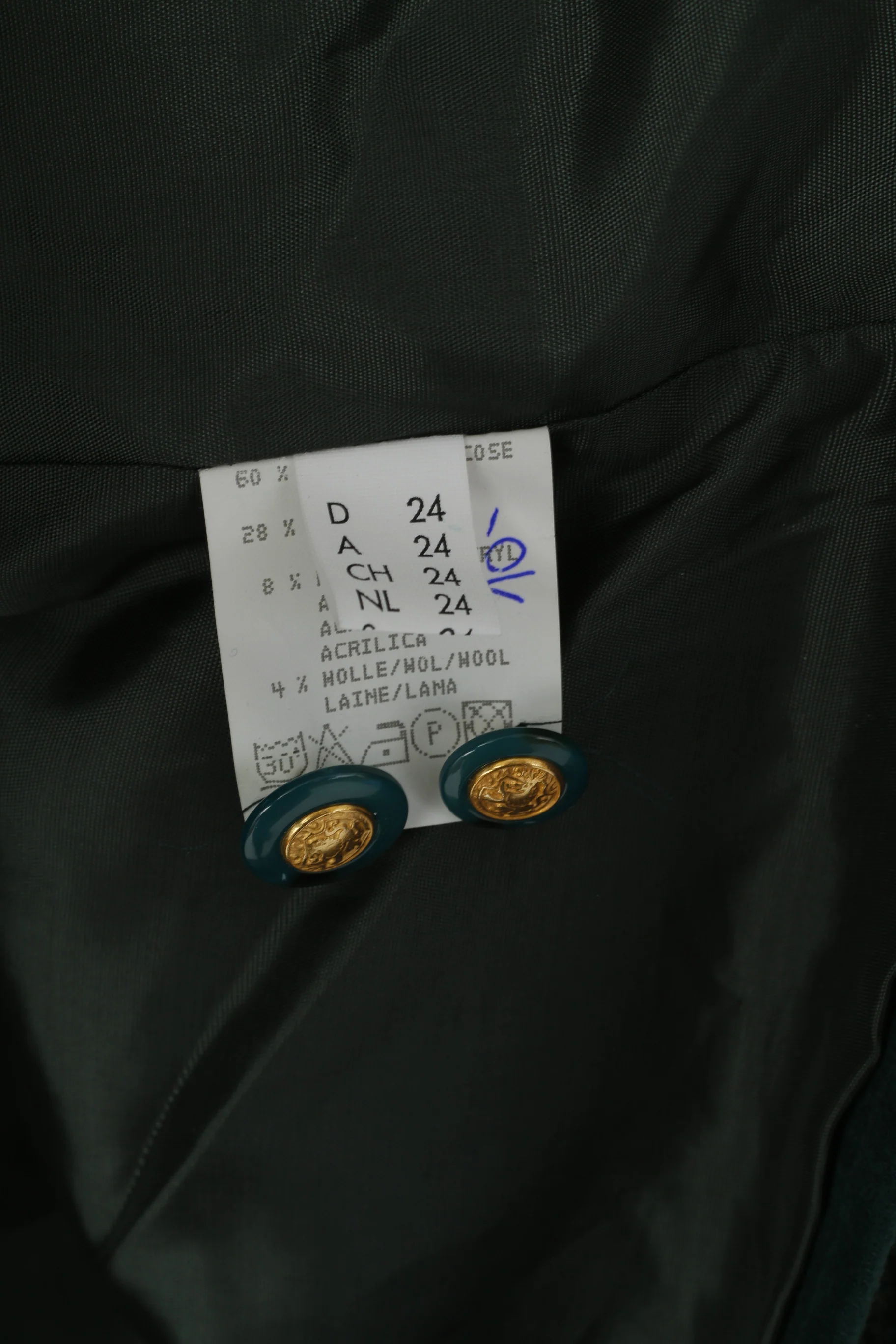 Creation Atelier GJ Women 24 XXL Blazer Green Viscose Elegant Gold Detailed Vintage Jacket - Image 4