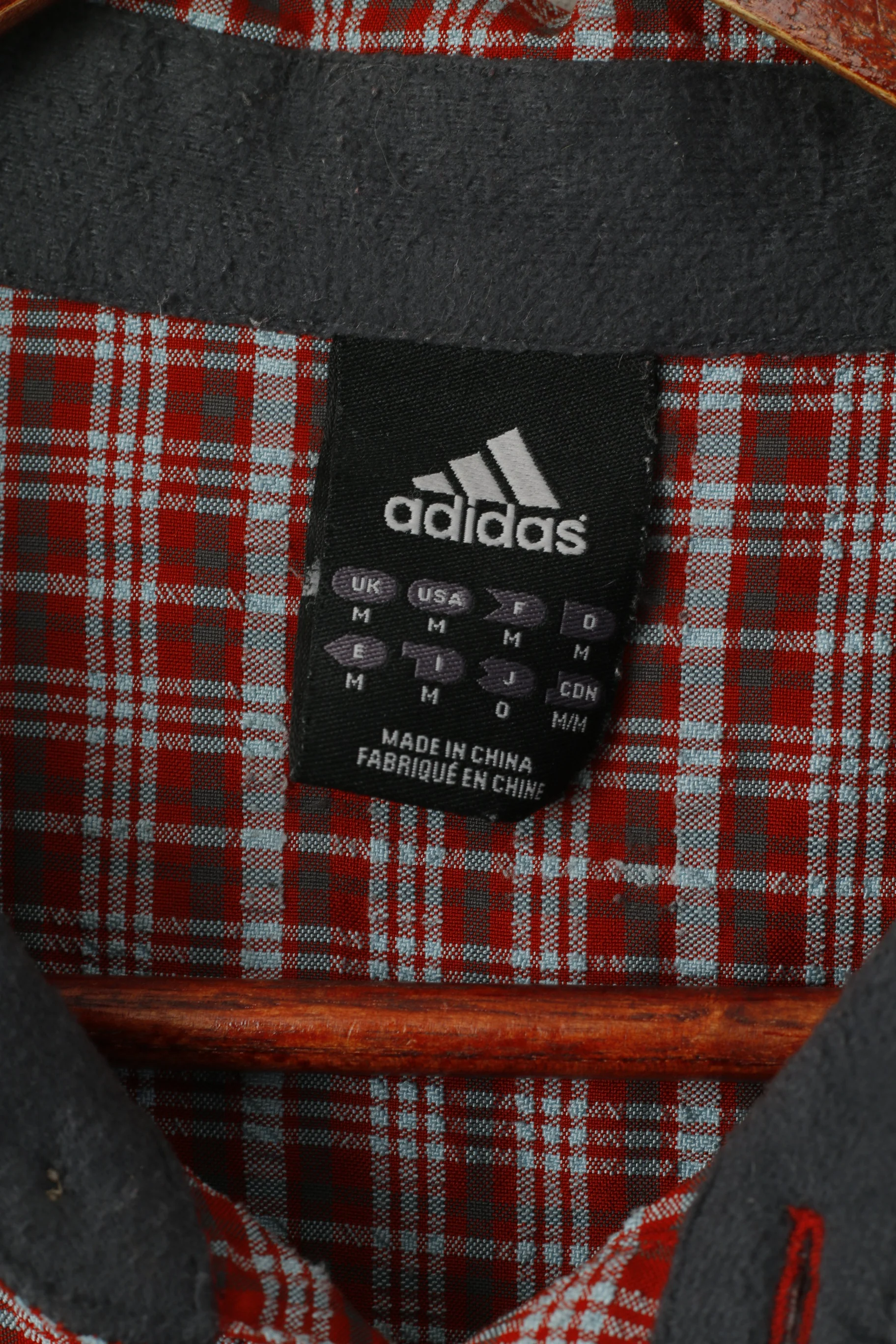 Adidas Men M Casual Shirt Red Outdoor Checkered Detailed Buttons Long Sleeve Top - Image 4