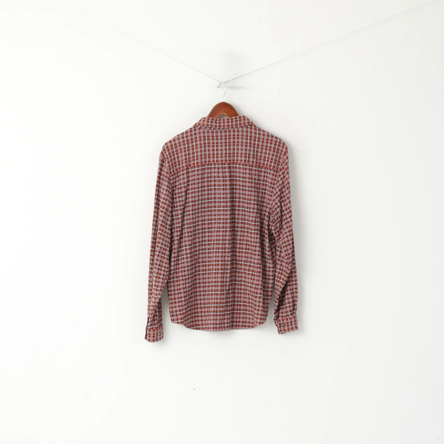 Adidas Men M Casual Shirt Red Outdoor Checkered Detailed Buttons Long Sleeve Top - Image 6