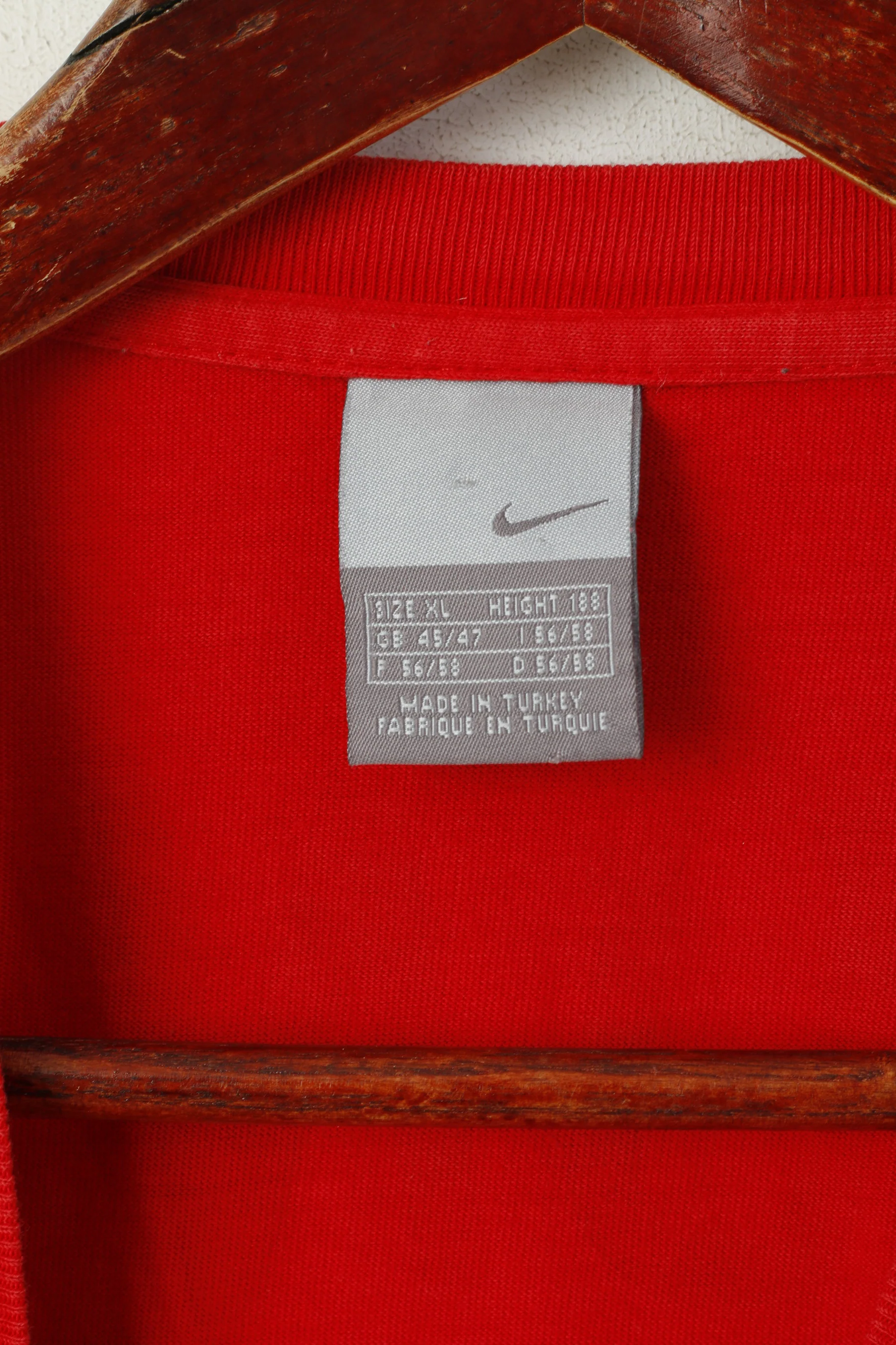 Nike Men XL Shirt Red Cotton England #9 Rooney Football Vintage Top - Image 3