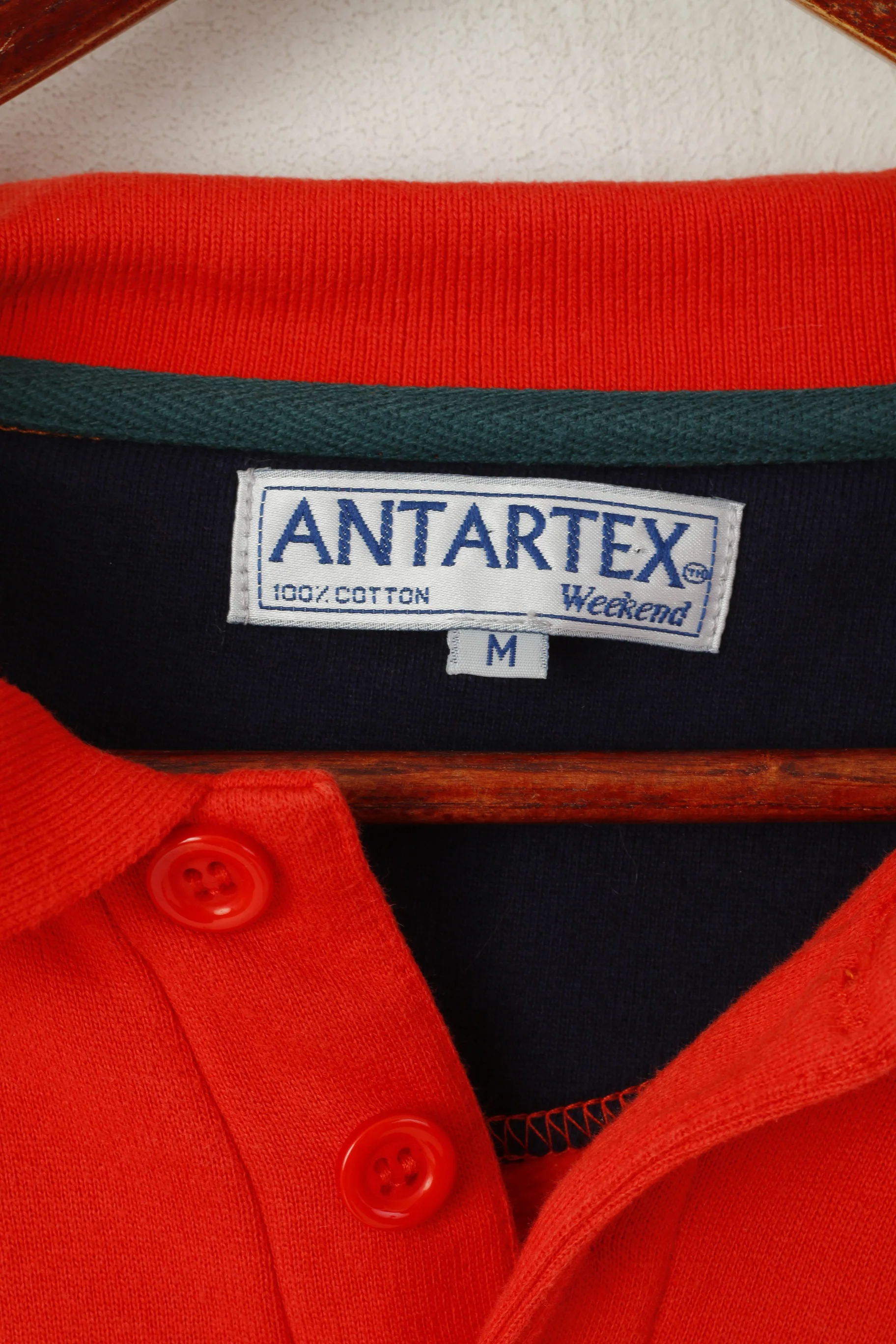 Antartex Weekend Men M Sweatshirt Orange Cotton Collared Casual Jumper Top - Image 4