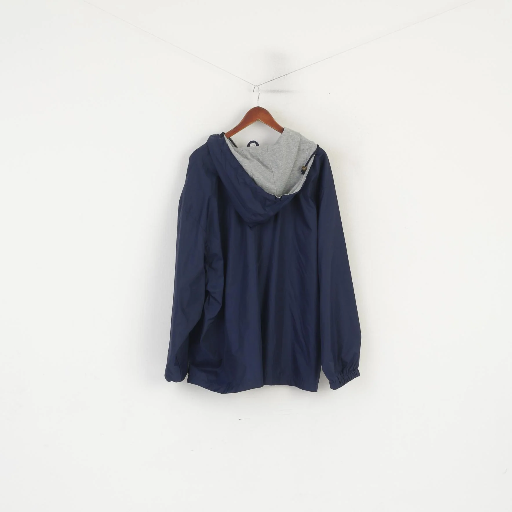 John F.Gee Men 60/62 XXXL Pullover Jacket Navy Vintage Nylon Hooded Lightweight Top - Image 7