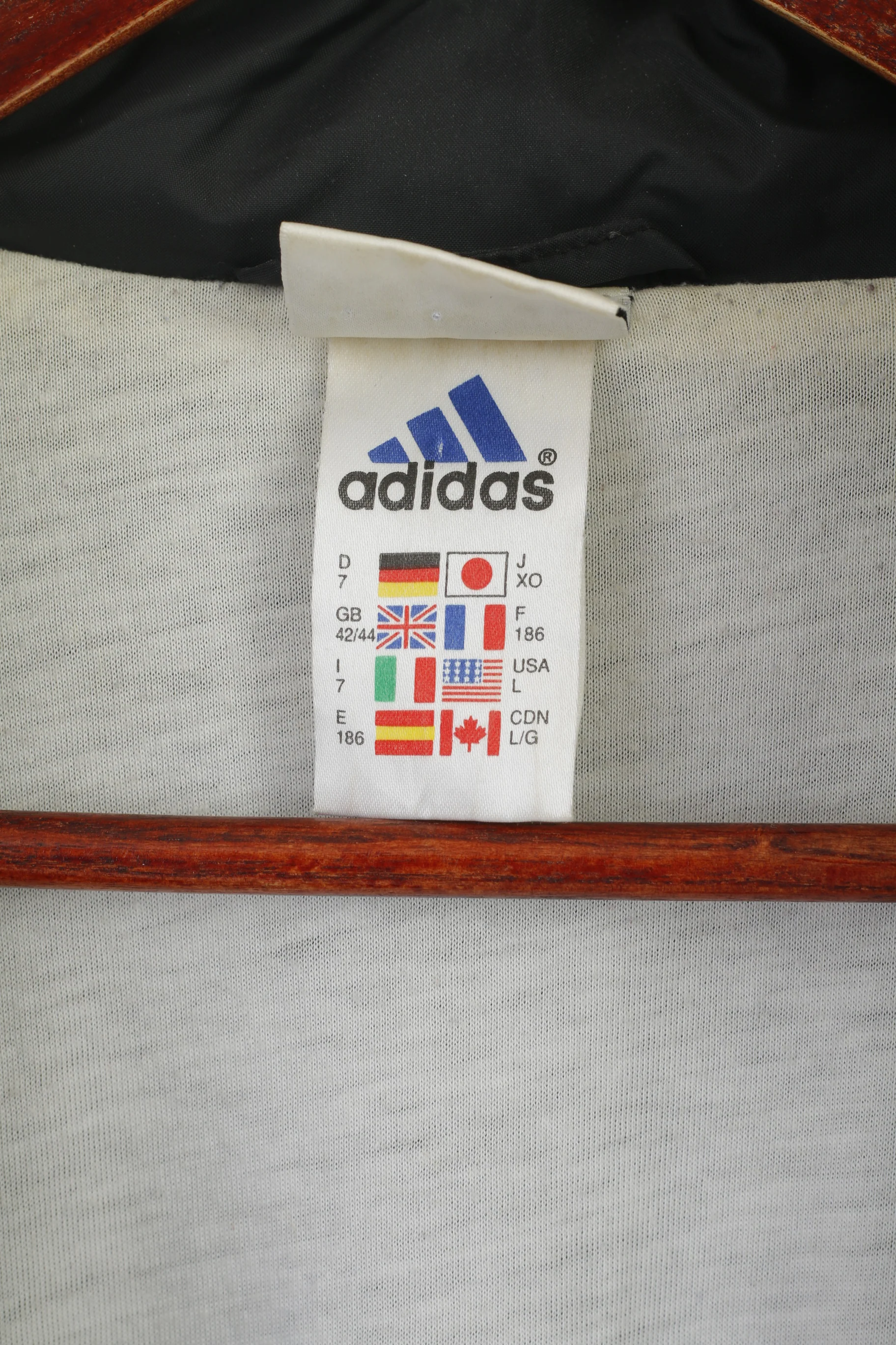 Adidas Men L 186 Jacket Black Vintage Nylon Bomber '00 Full Zipper Track Top - Image 5