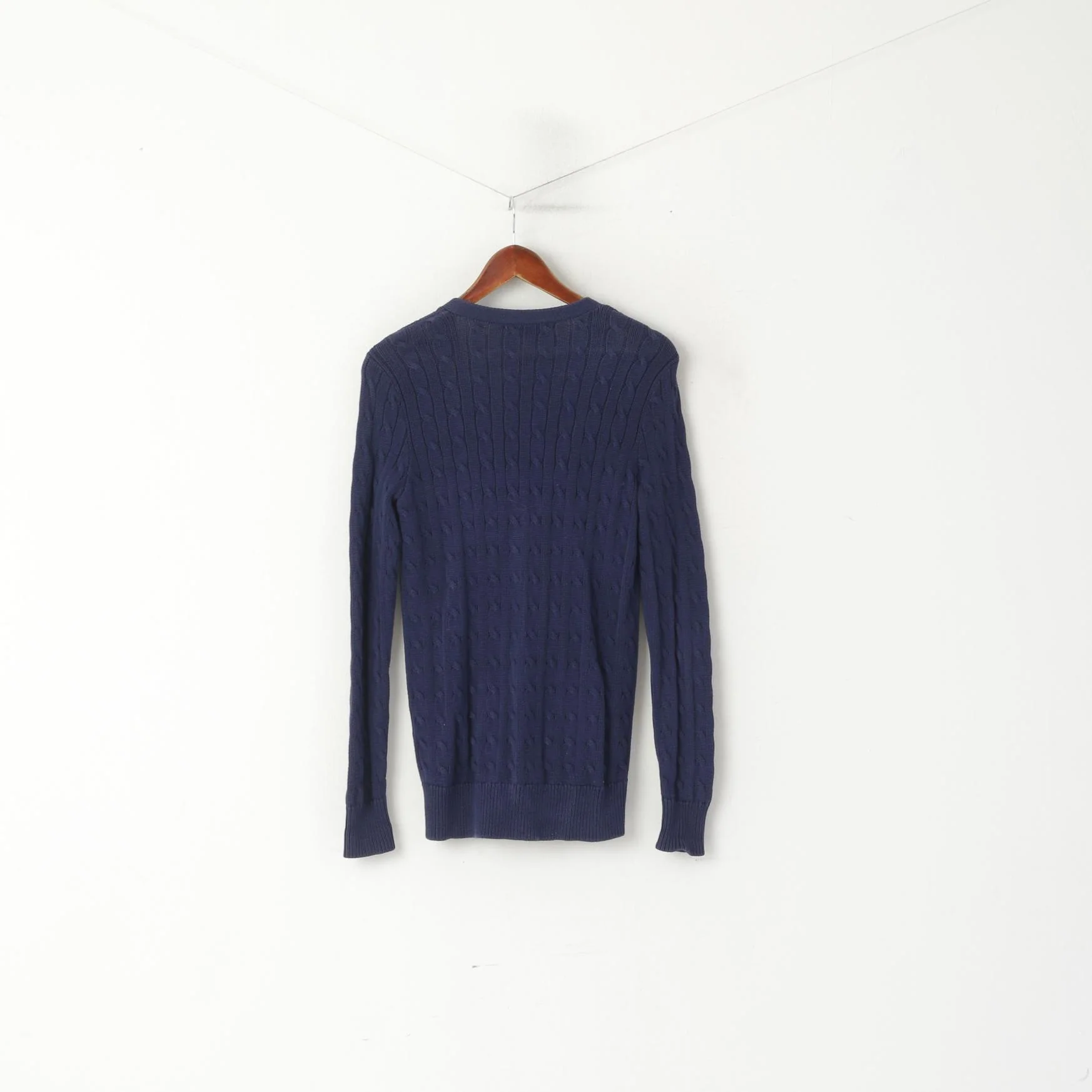 Ralph Lauren Women M Cardigan Navy Cotton Fitted Classic Sweater - Image 5