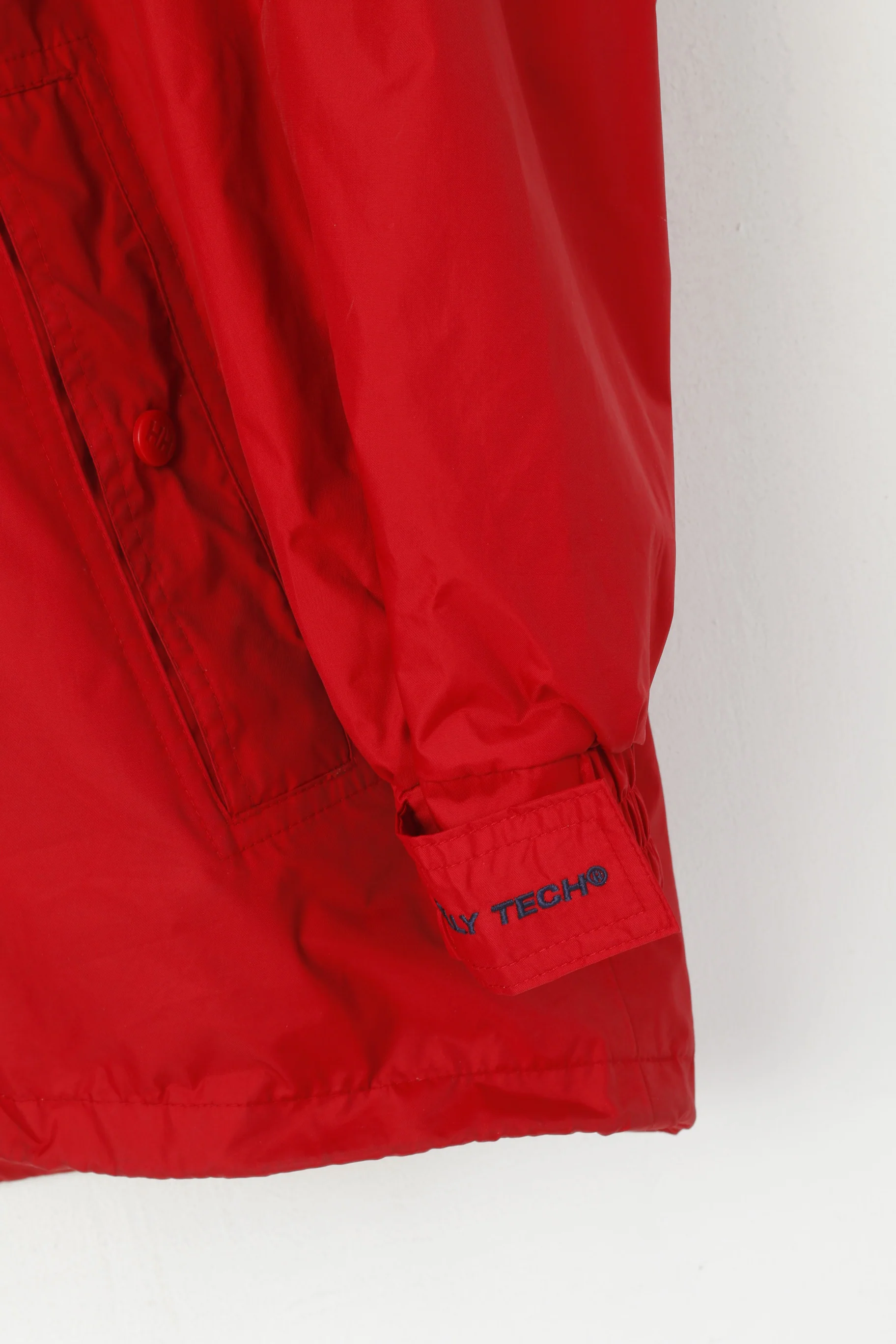 Helly Hansen Men L Jacket Red Nylon Waterproof Hidden Hood Outdoor Top - Image 3