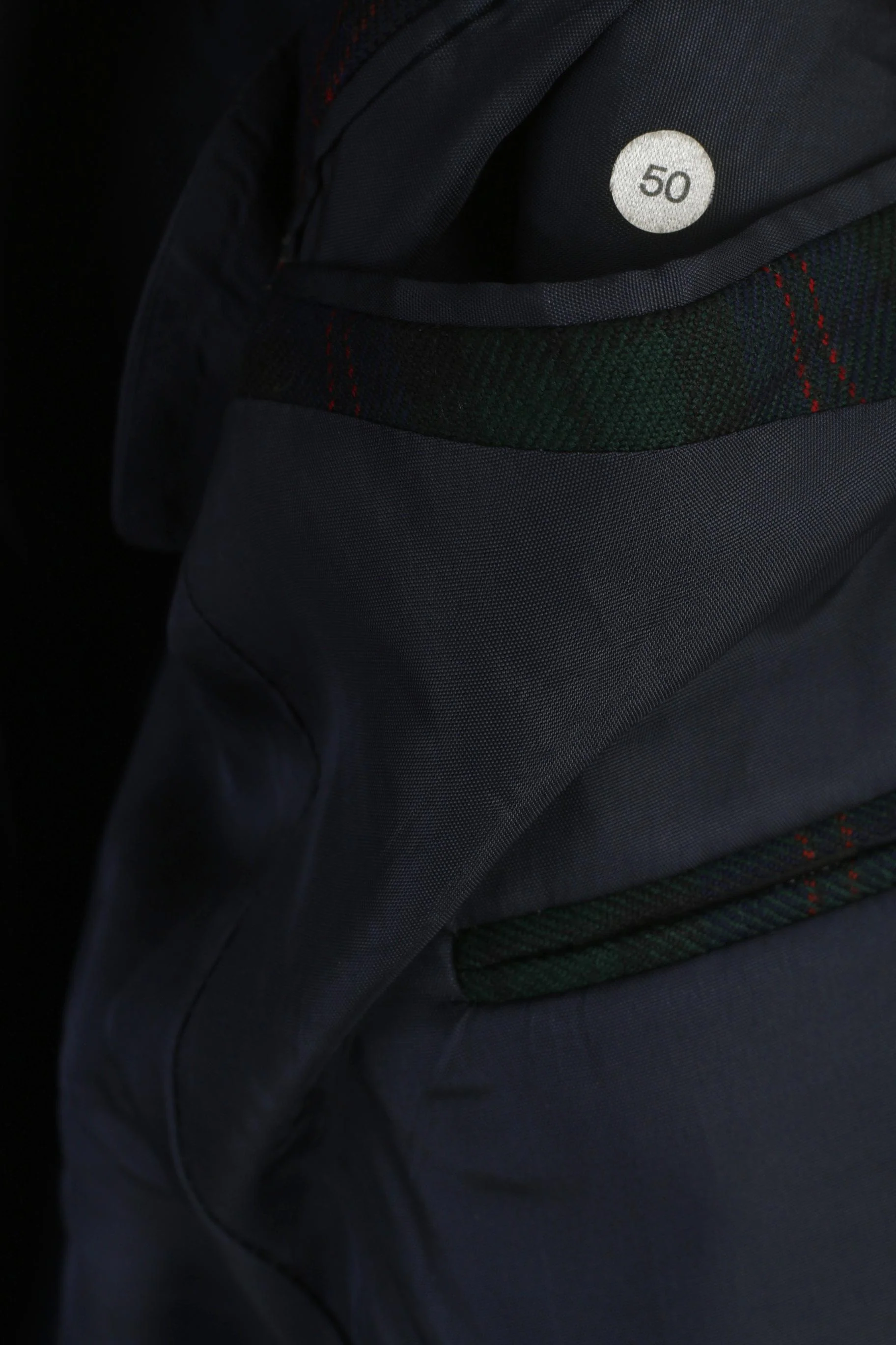 Reid & Taylor Scotland Men 50 40 Blazer Navy Checkered Wool Single Breasted Jacket - Image 6