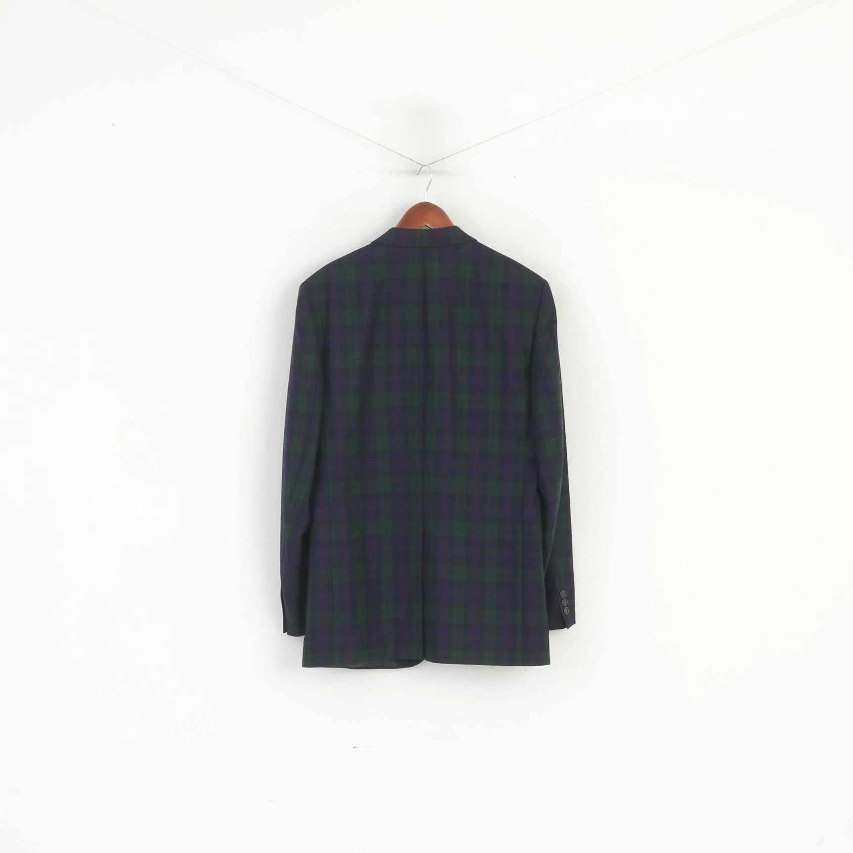 Reid & Taylor Scotland Men 50 40 Blazer Navy Checkered Wool Single Breasted Jacket - Image 7