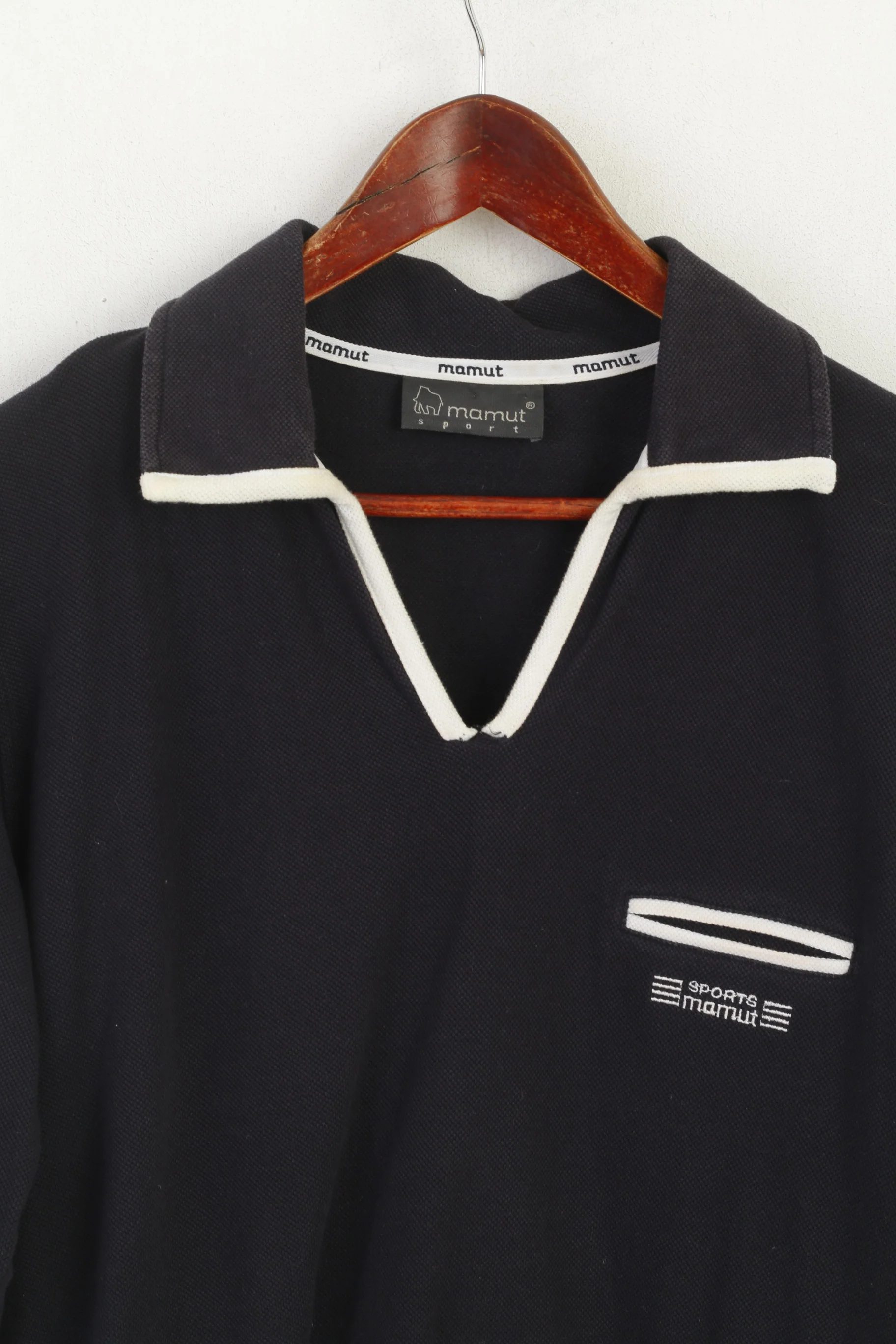 Mamut Sport Men 40 M Shirt Black Cotton Vintage V Neck Sportswear Top - Image 2