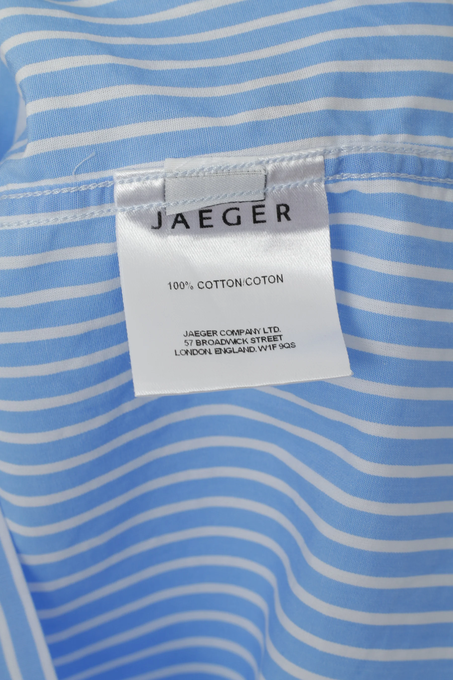 Jaeger Men 17 XL Casual Shirt Blue Cotton Striped Tailored Long Sleeve Top - Image 5