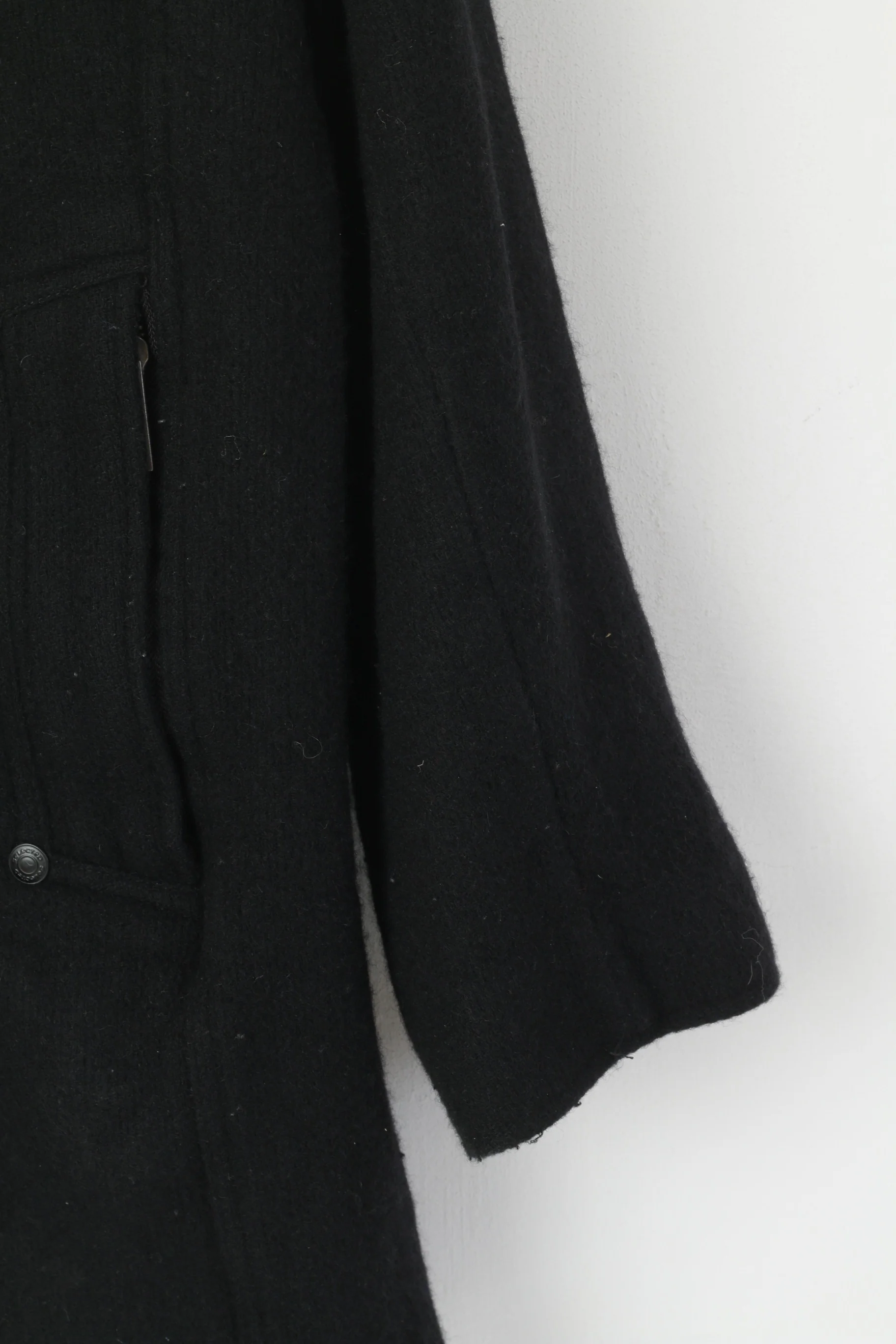 Selected Men XXL (L) Coat Black Wool Nylon Single Breasted Stand-Up Collar Rjo-jra Jacket - Image 3