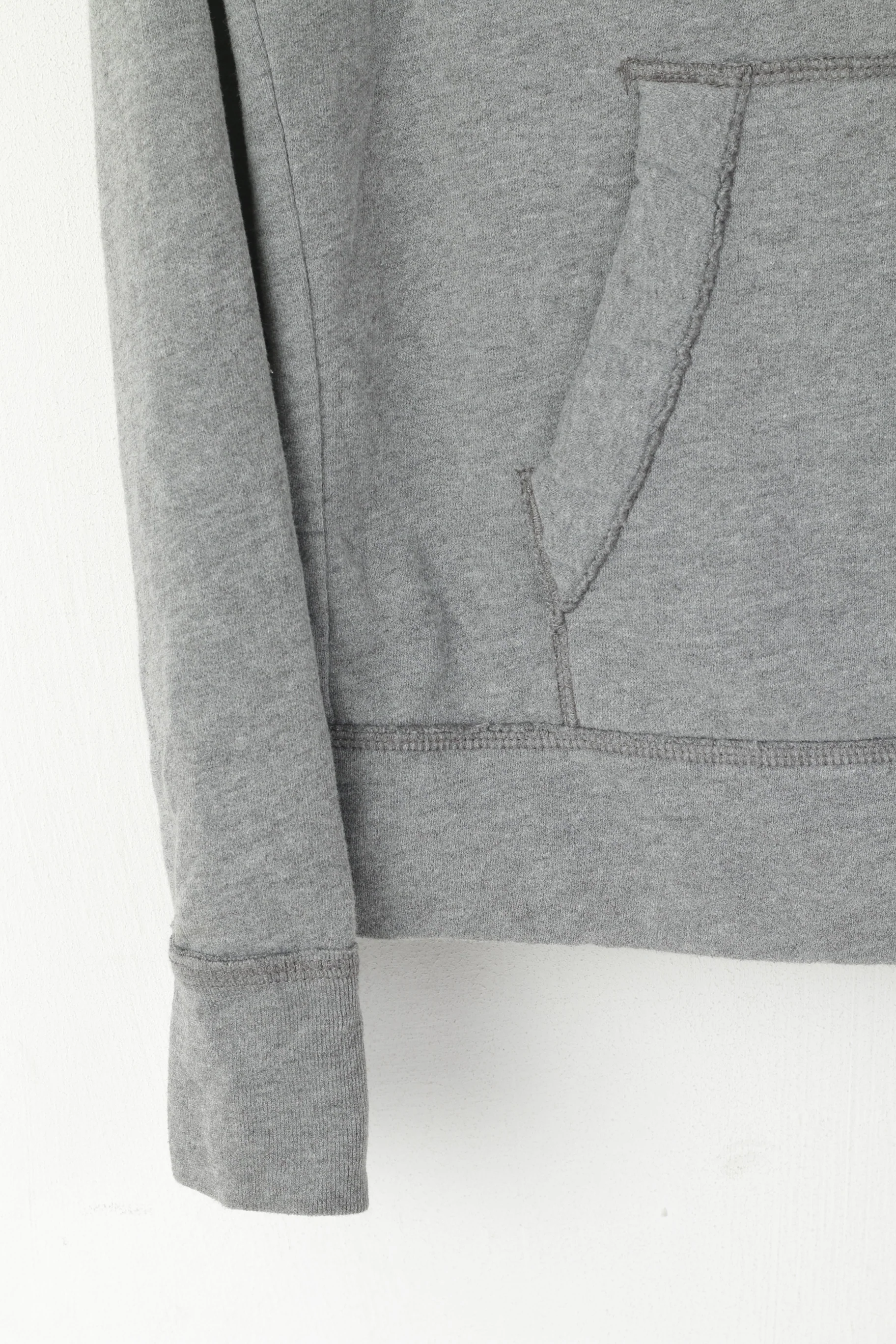 Hollister Women M Sweatshirt Grey Cotton Hooded Logo Soft Kangaroo Pocket Top - Image 3